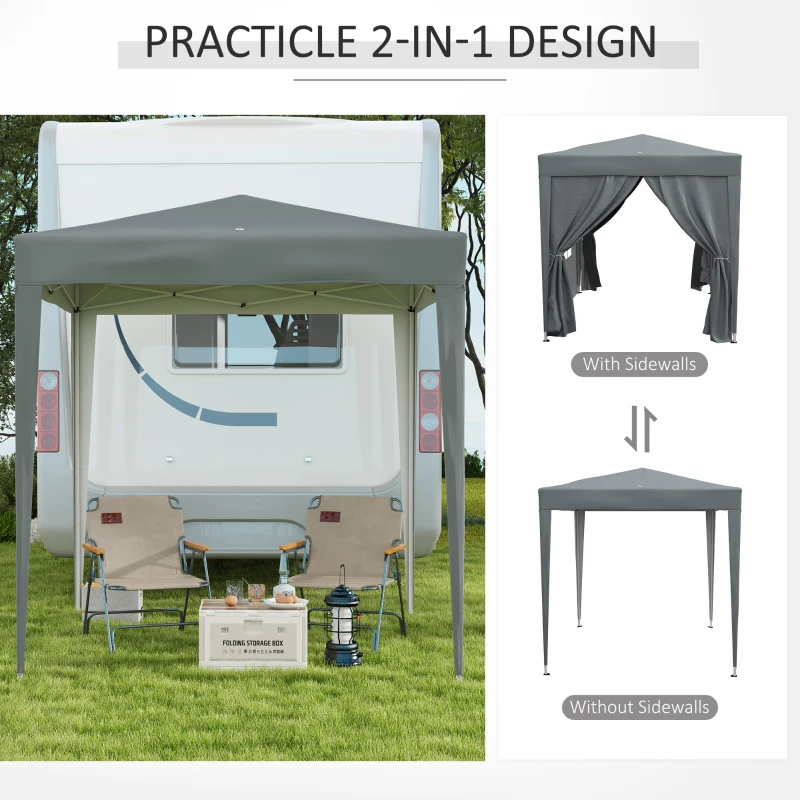 Pop Up Gazebo with Sides, Metal Frame Waterproof Party Tent, Grey