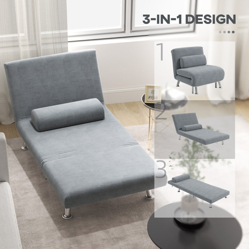 Single Sleeper Chair - Velvet-Feel Grey
