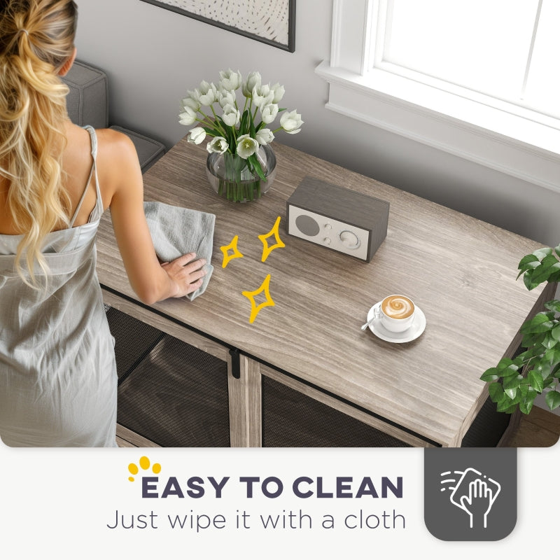 Dog Crate Furniture, Sliding Door for XL Dogs, Brown