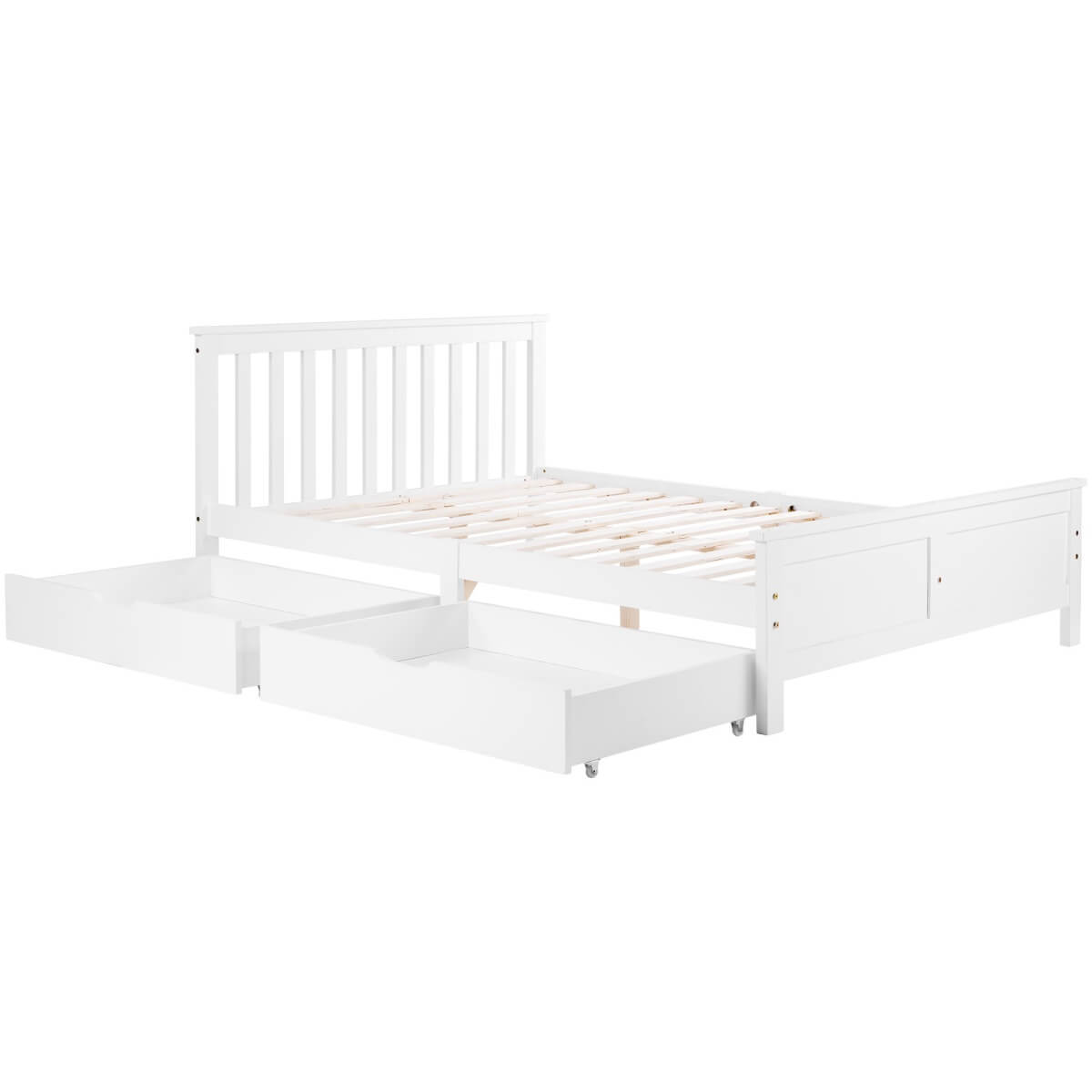 4FT6 Double Wooden Storage Bed – Solid Pine Bed Frame with Drawers