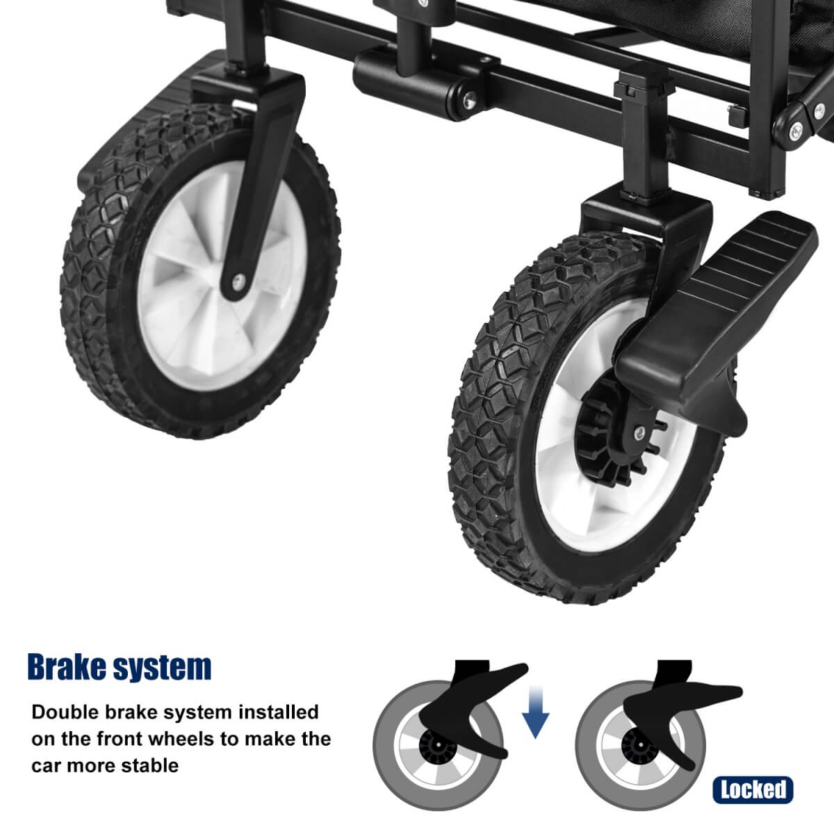 Garden Cart with Removable Canopy – Foldable 4-Wheel Trolley Wagon with Cooler Bag, Front Cup Holder and Push Pull Handle