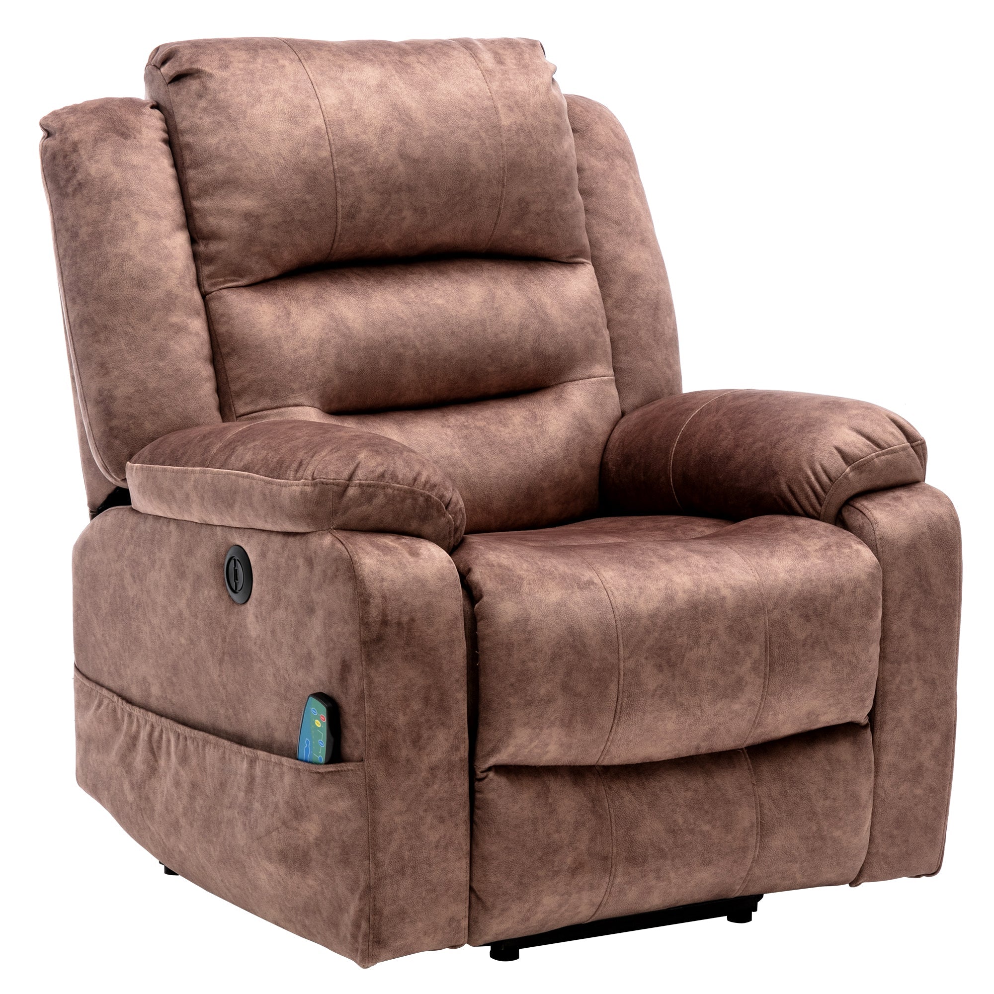 Electric Power Lift Recliner Chair Sofa with Massage, Heat, 2 Side Pockets, USB Ports, Overstuffed Breathable Fabric