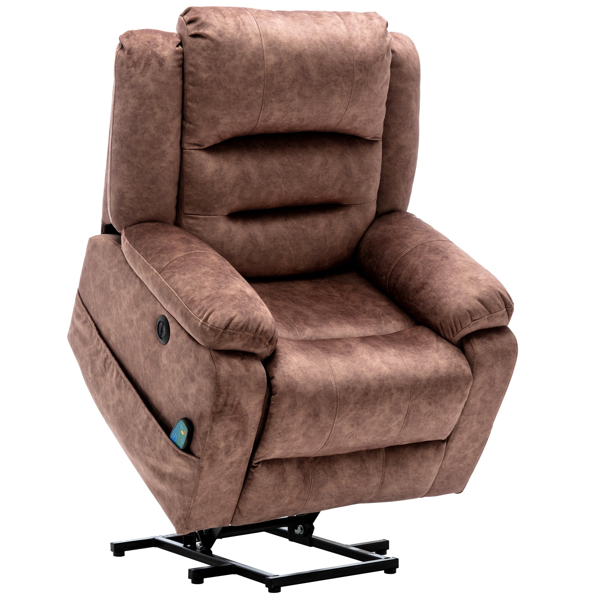 Electric Power Lift Recliner Chair Sofa with Massage, Heat, 2 Side Pockets, USB Ports, Overstuffed Breathable Fabric