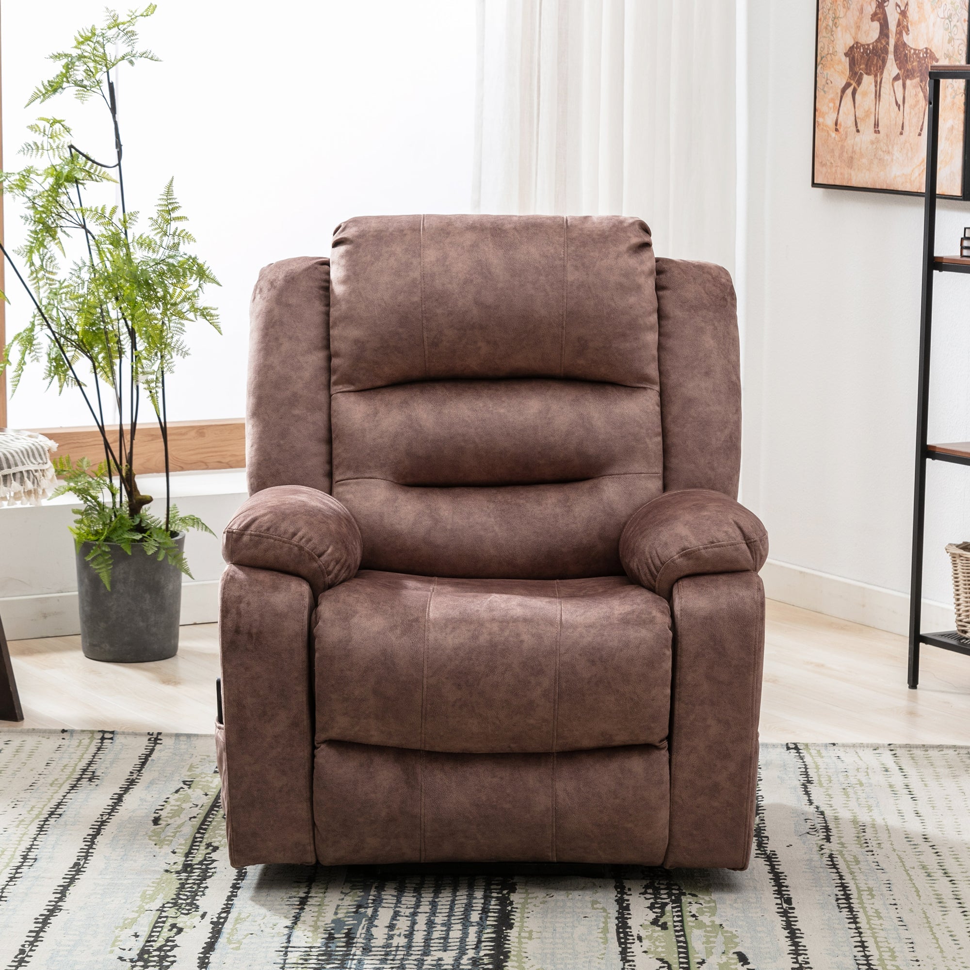 Electric Power Lift Recliner Chair Sofa with Massage, Heat, 2 Side Pockets, USB Ports, Overstuffed Breathable Fabric