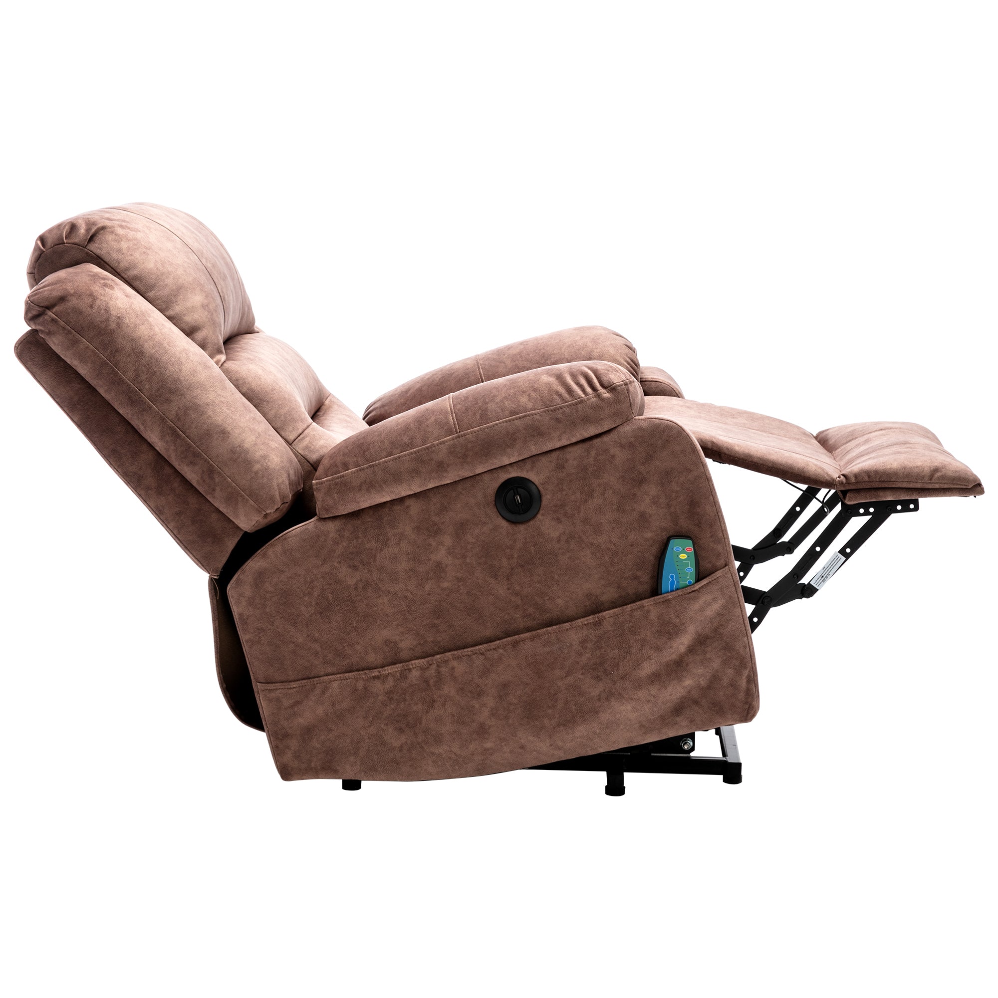 Electric Power Lift Recliner Chair Sofa with Massage, Heat, 2 Side Pockets, USB Ports, Overstuffed Breathable Fabric
