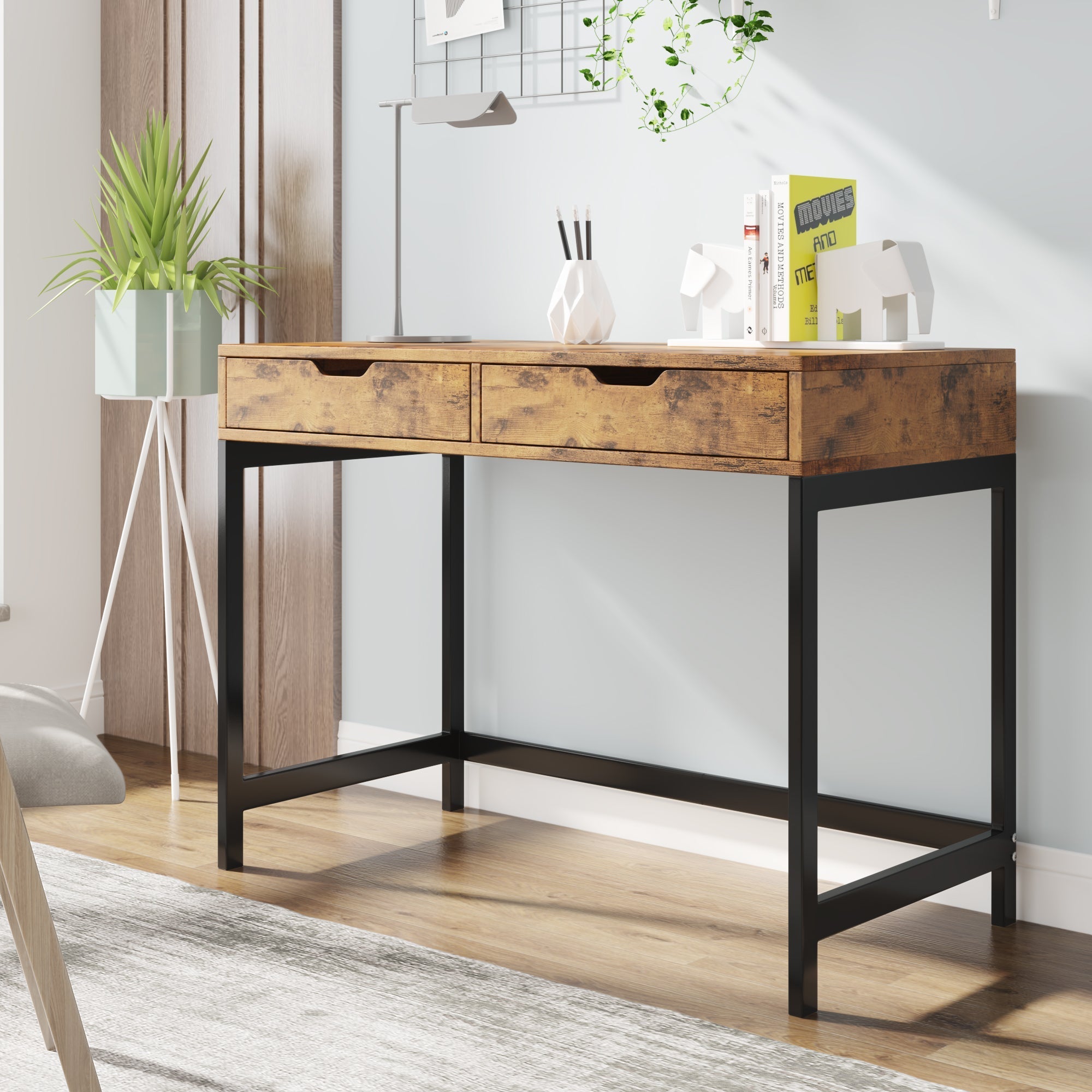 Computer Desk Dressing Table with 2 Drawers Industrial Design