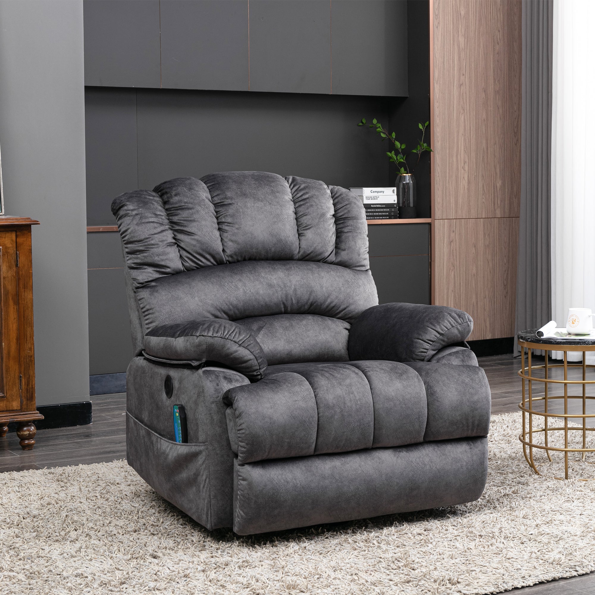 Electric Power Lift Recliner Chair Sofa with Massage and Heat, 2 Side Pockets, USB Ports