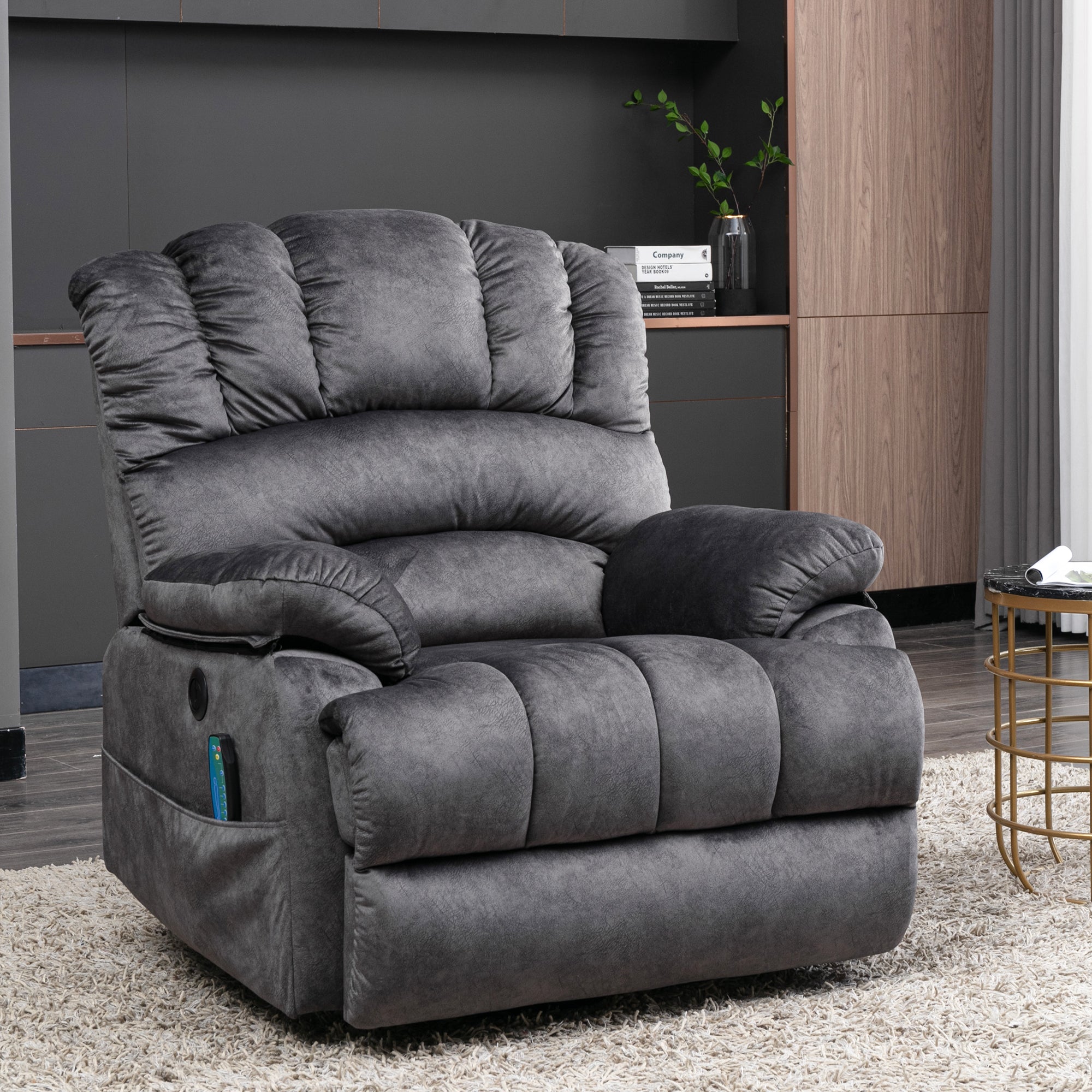 Electric Power Lift Recliner Chair Sofa with Massage and Heat, 2 Side Pockets, USB Ports