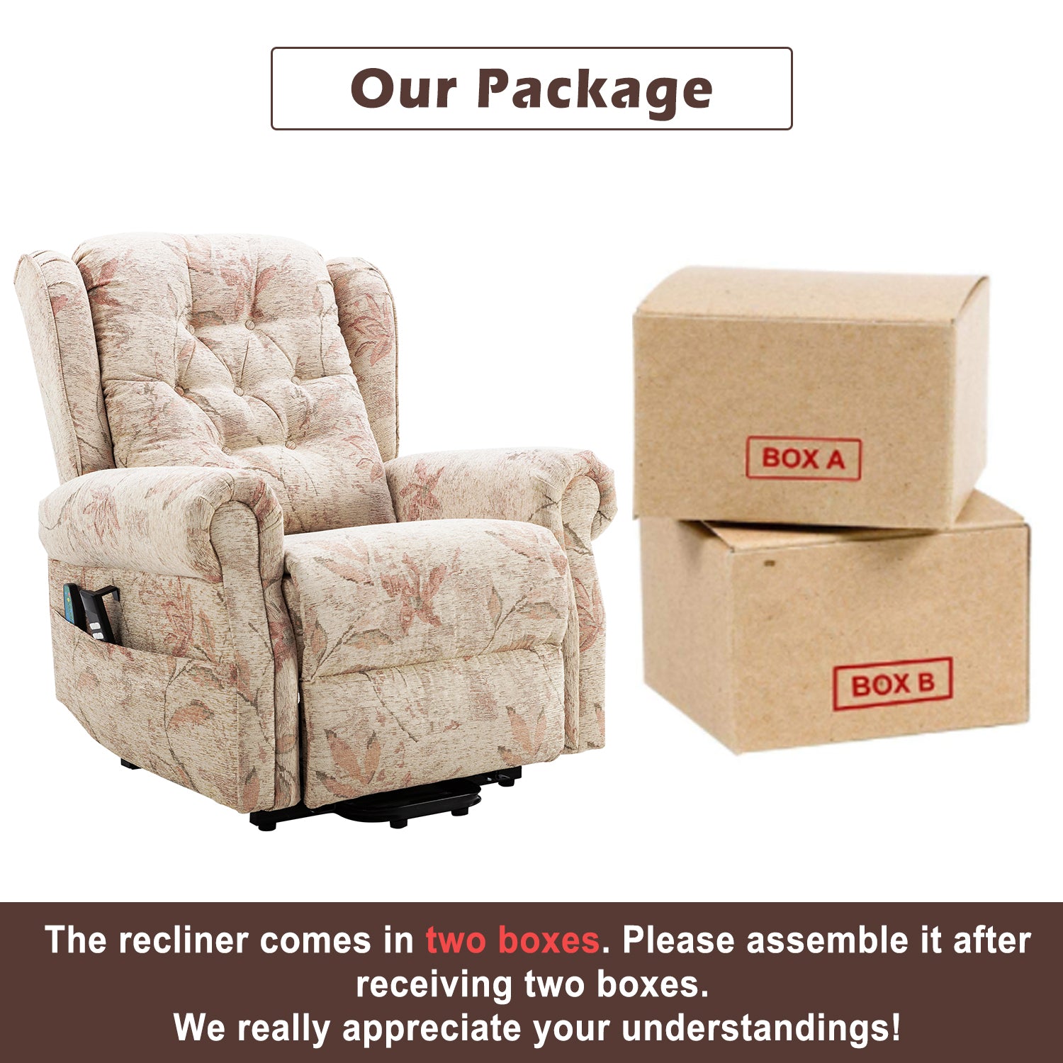 Dual Motor Lift Chair Recliner, Electric Power, Heat Massage, for Elderly, Sofa