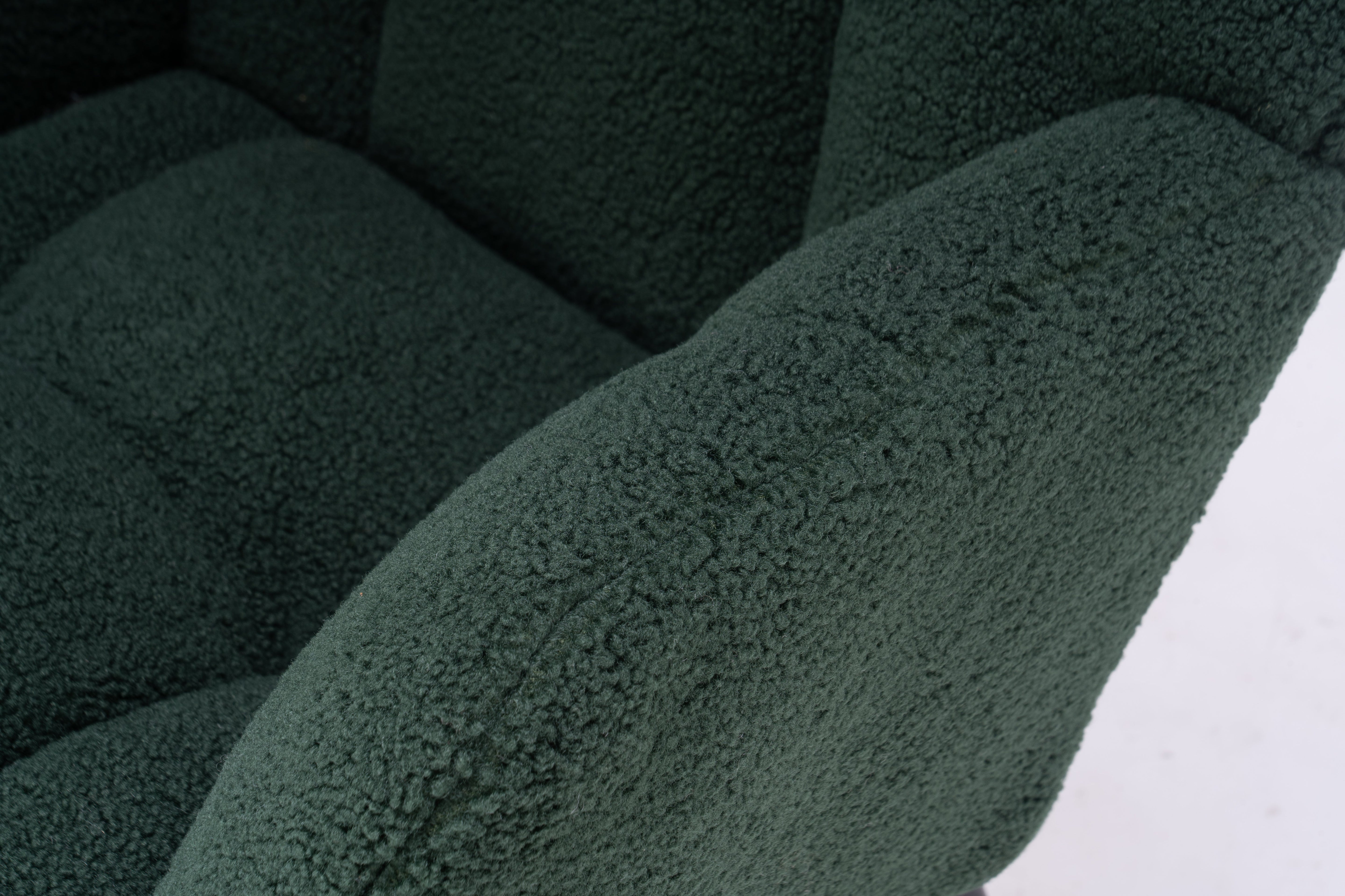 Mid Century Modern Rocking Chair, Teddy Fabric Tufted Upholstered, Dark Green