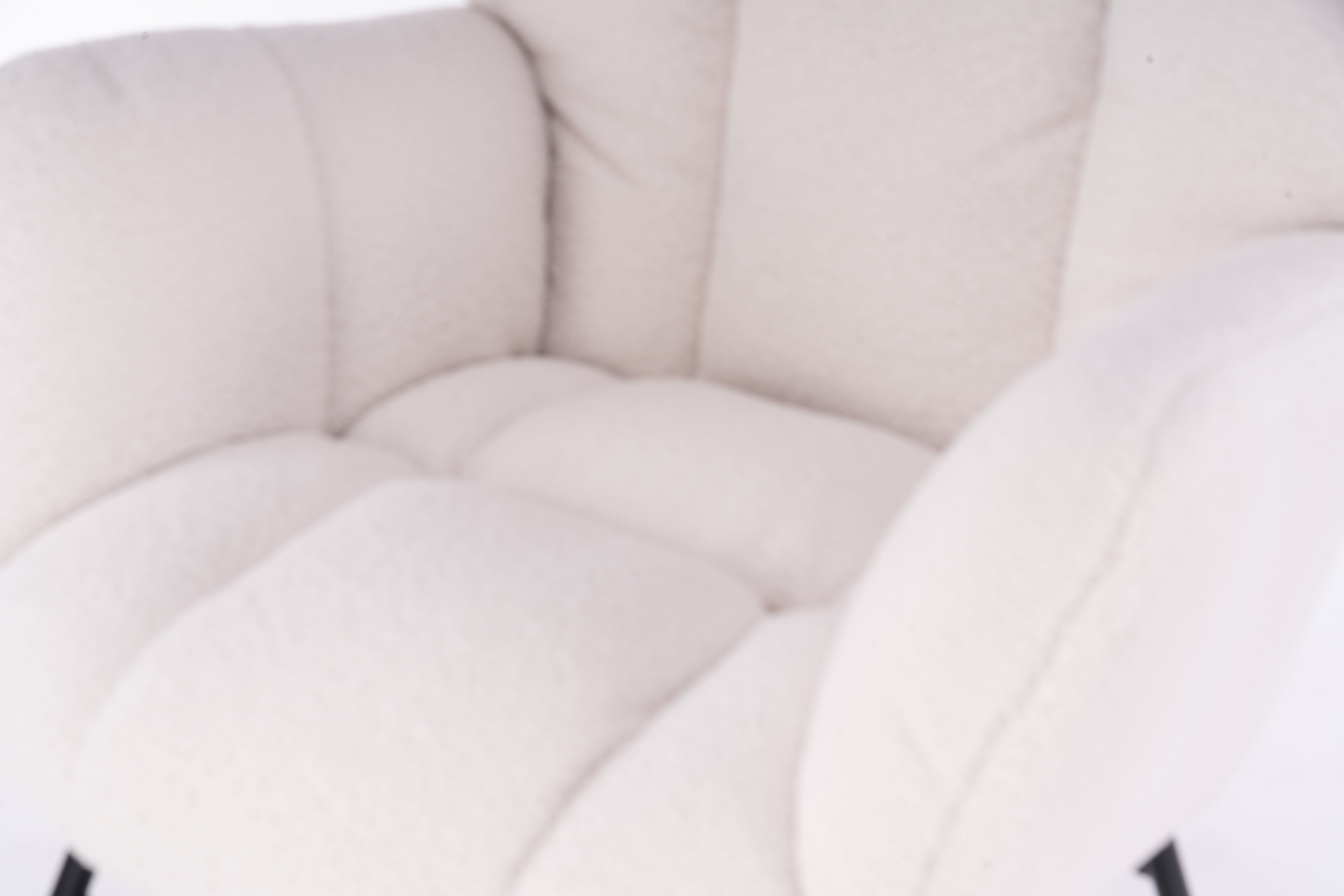 Mid Century Modern Teddy Fabric Tufted Upholstered Rocking Chair, Ivory White