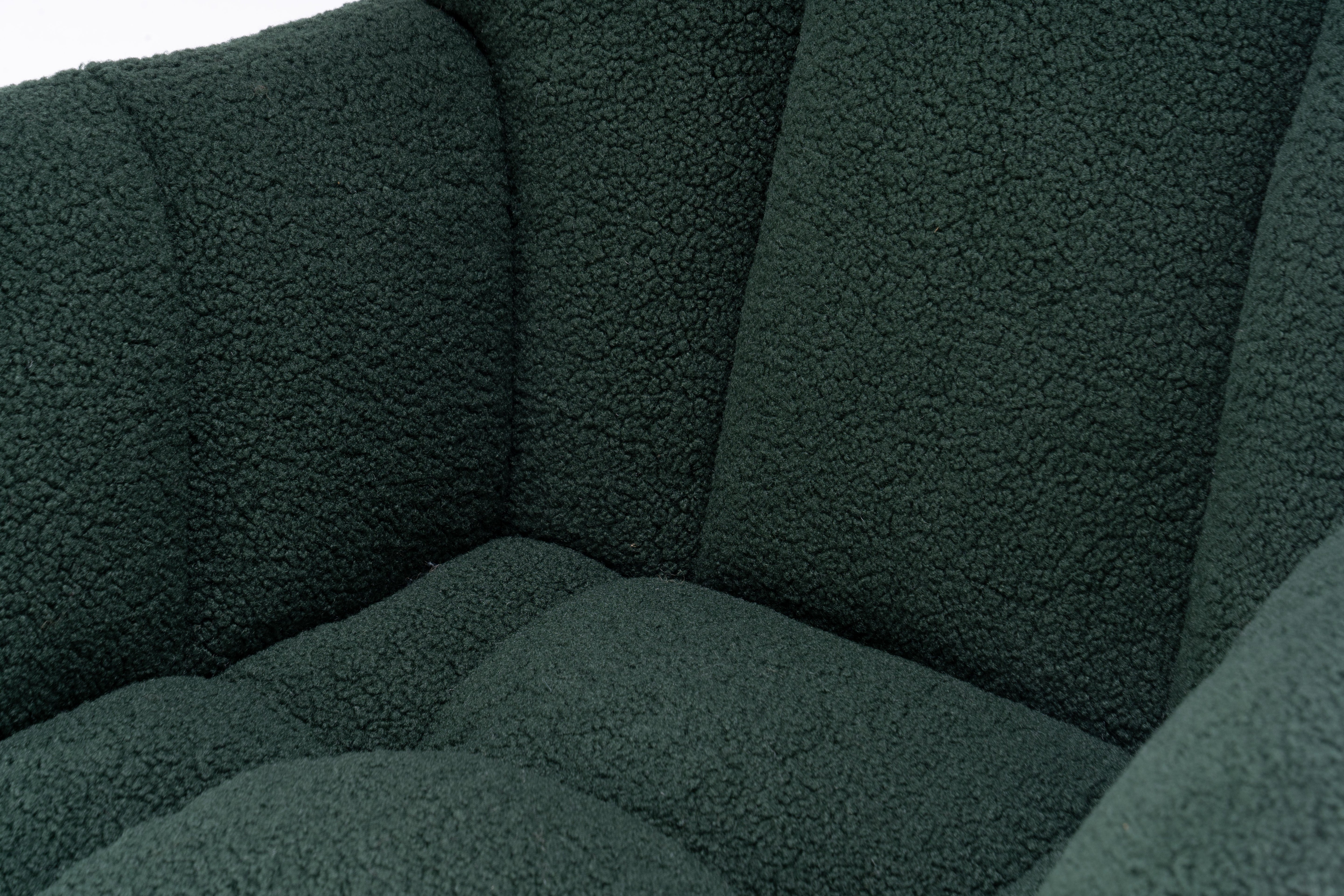 Mid Century Modern Rocking Chair, Teddy Fabric Tufted Upholstered, Dark Green