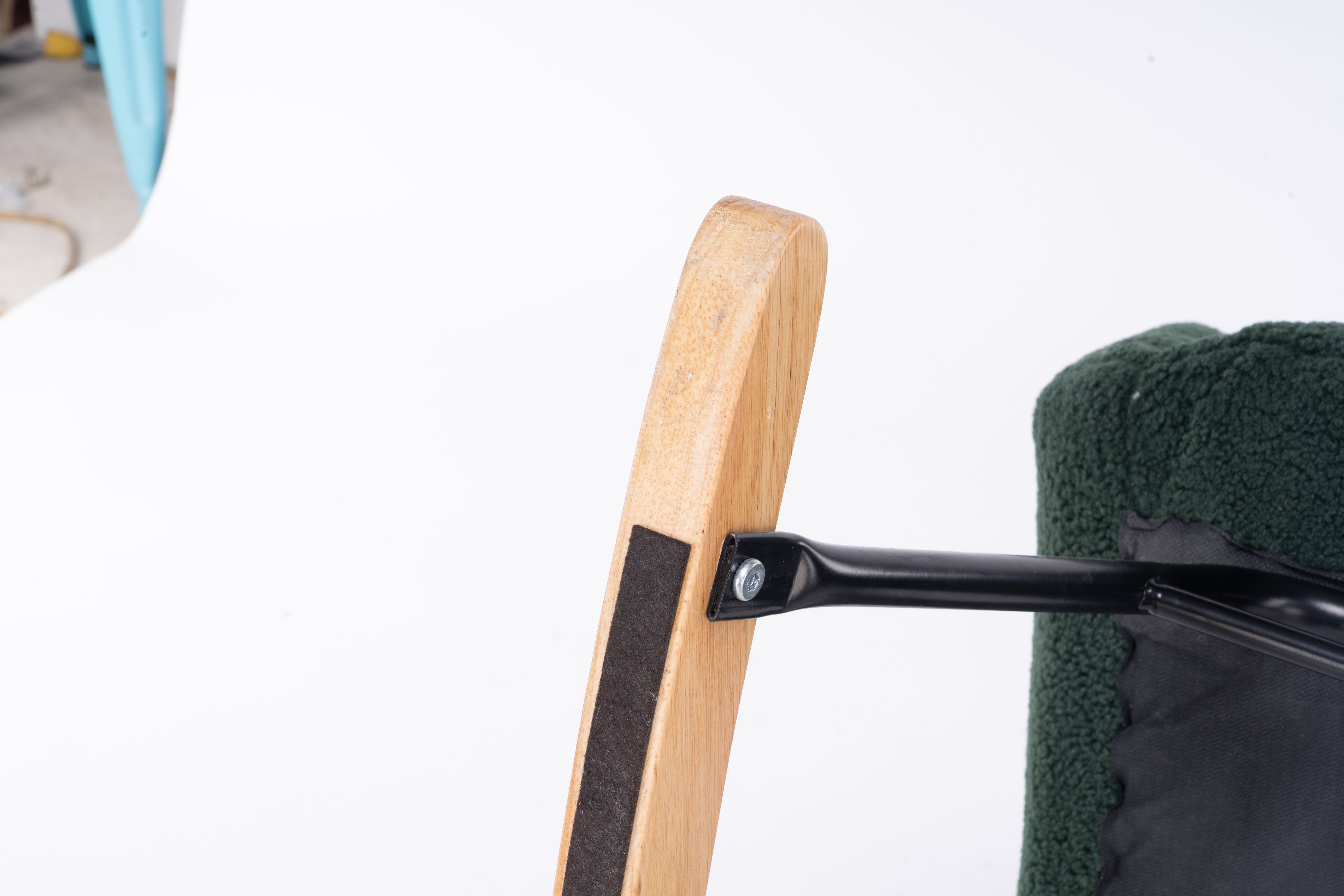 Mid Century Modern Rocking Chair, Teddy Fabric Tufted Upholstered, Dark Green