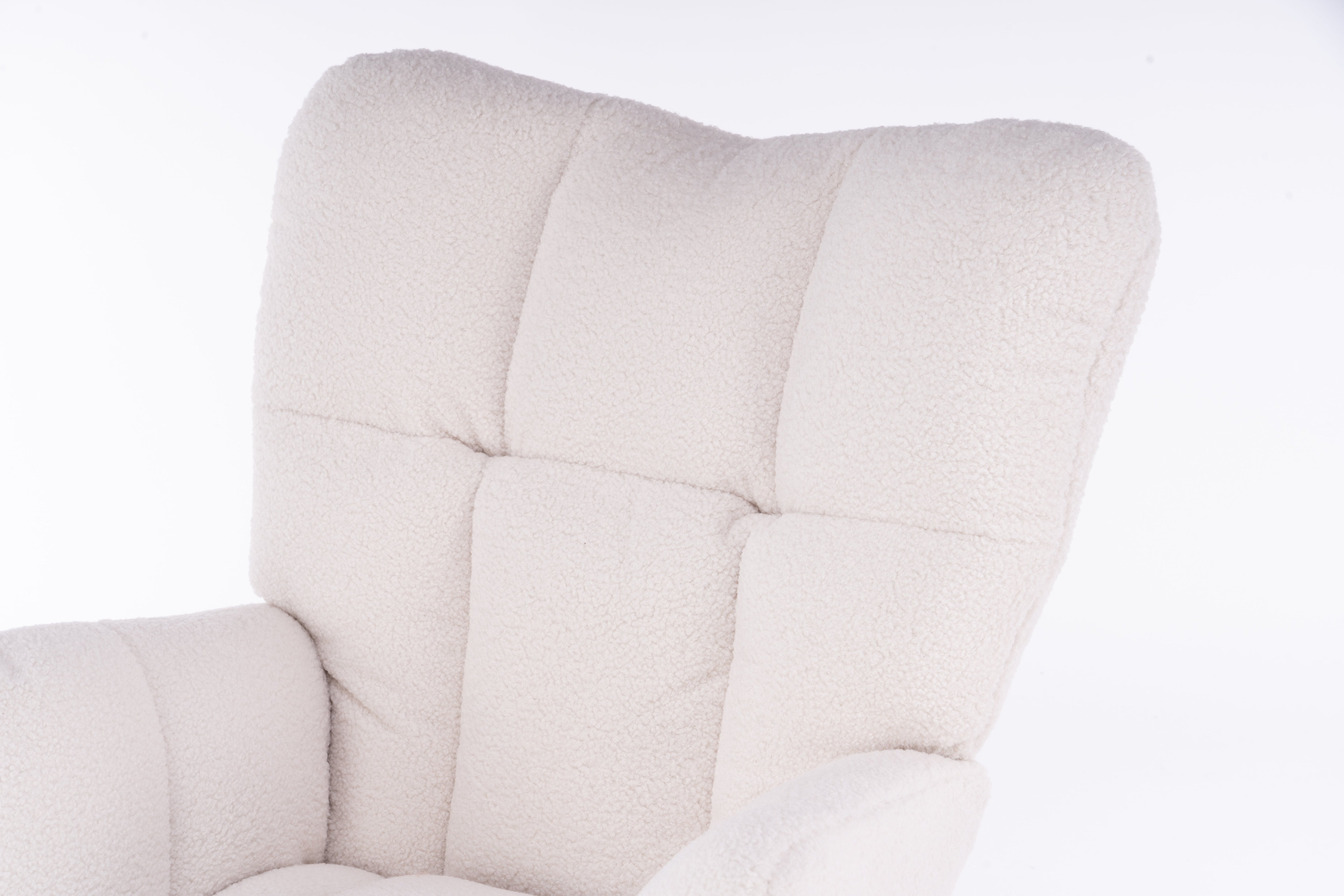 Mid Century Modern Teddy Fabric Tufted Upholstered Rocking Chair, Ivory White