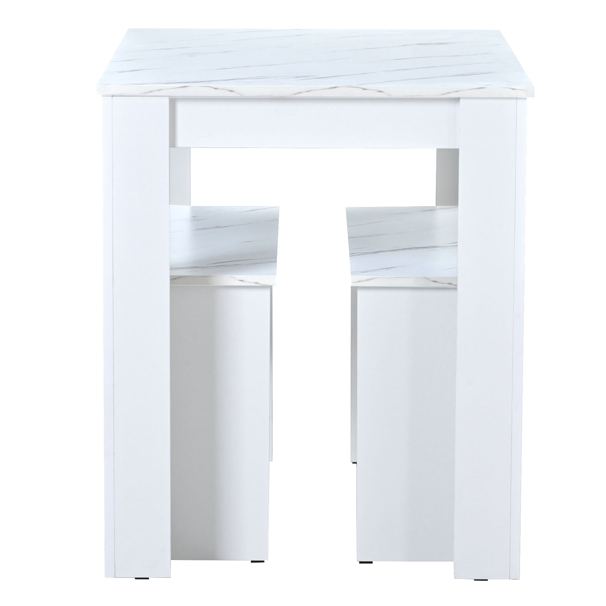 Dining Table with 2 benches Dining Table Set for Kitchen, Dining Room, Small Space, Artificial Marble White