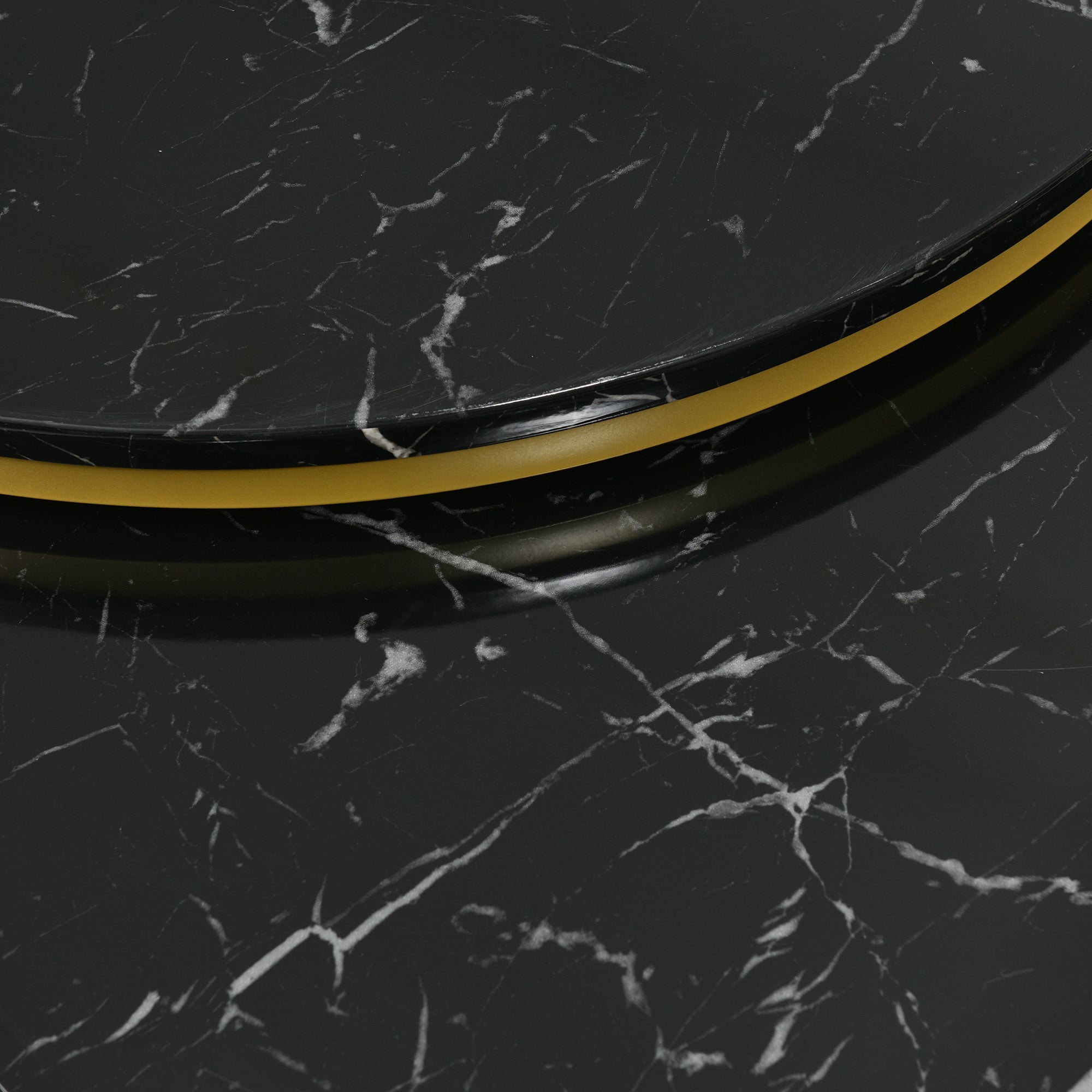 Round Coffee Tables with drawer, Removable Set of 2 End Table, Nesting Tables with Storage Gold Metal Frame Legs and Marble Pattern Top