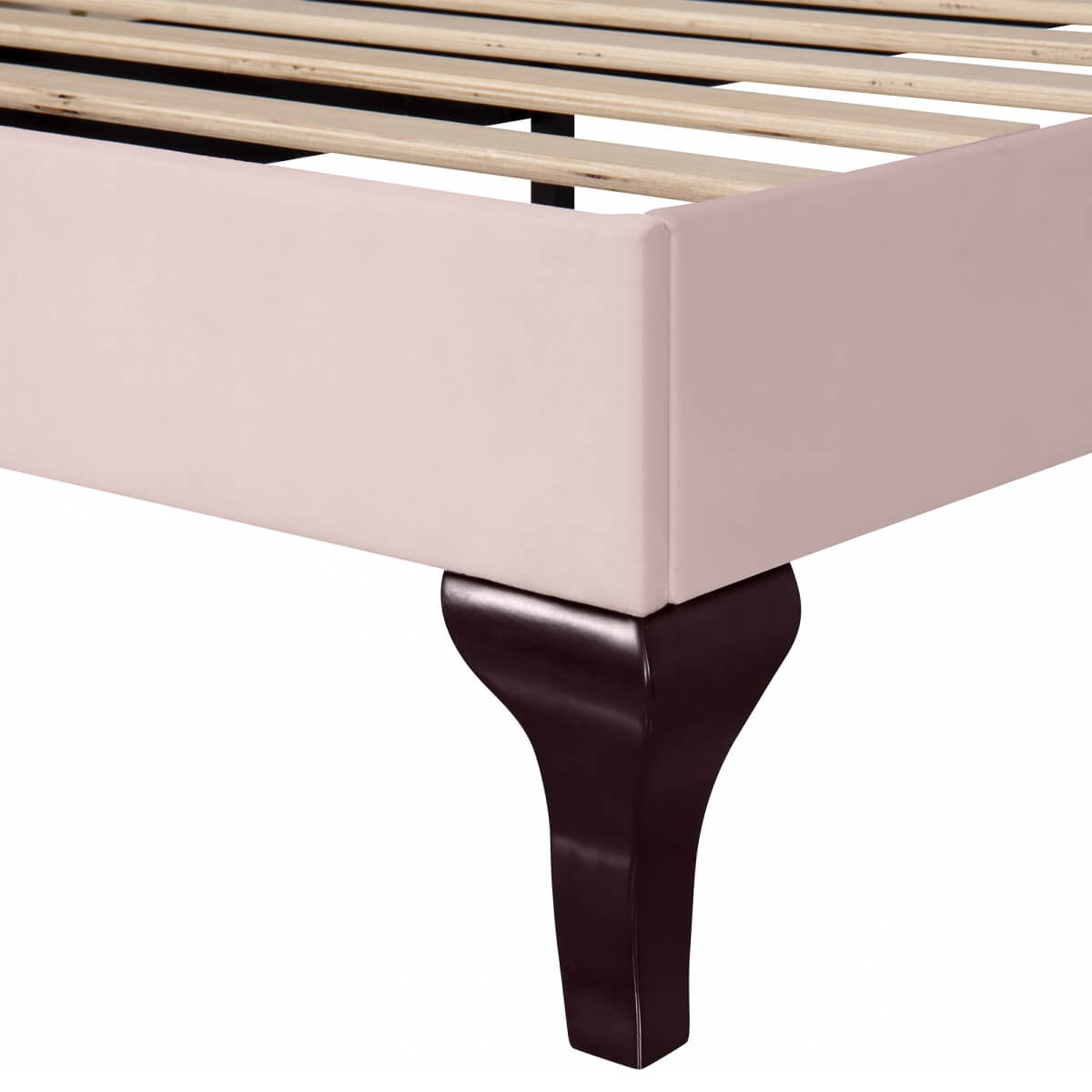 3FT Single Upholstered Velvet Bed – Slatted Frame with Adjustable Headboard