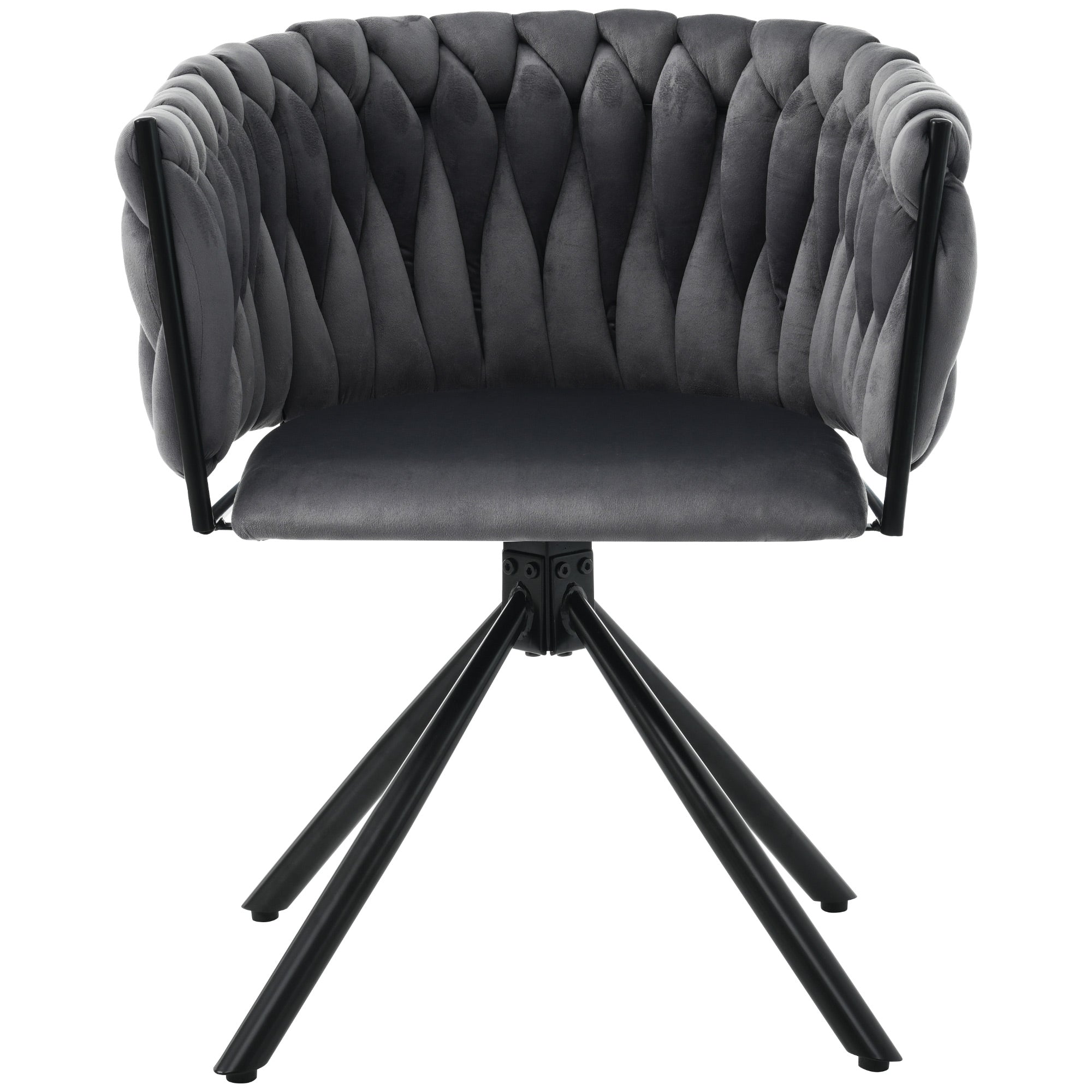 Velvet Dining Chair, Single Swivel Chair with Metal Legs, Gray