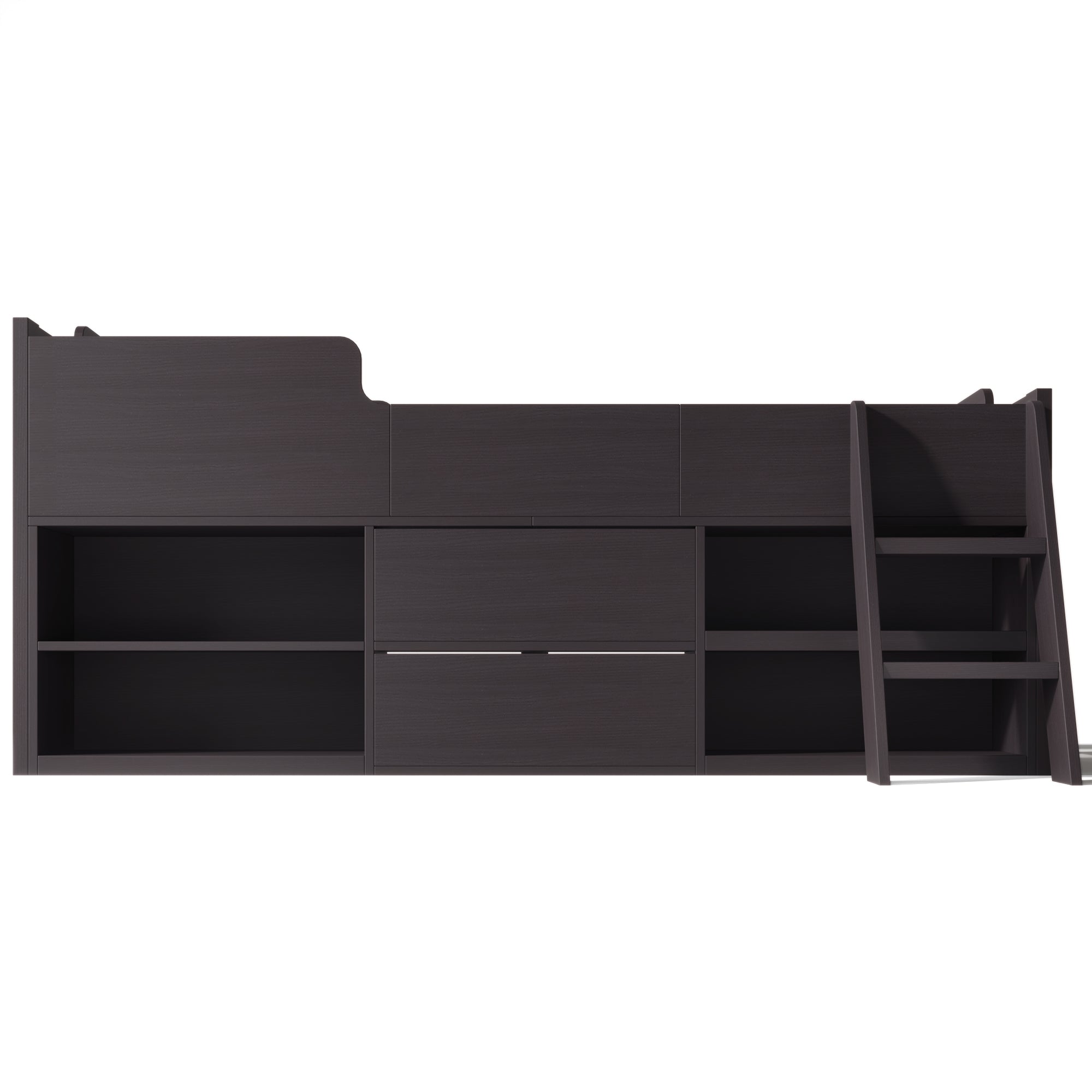 Cabin Bed Mid Sleeper with Drawers & Shelf Storage, 3ft Single Wooden Frame