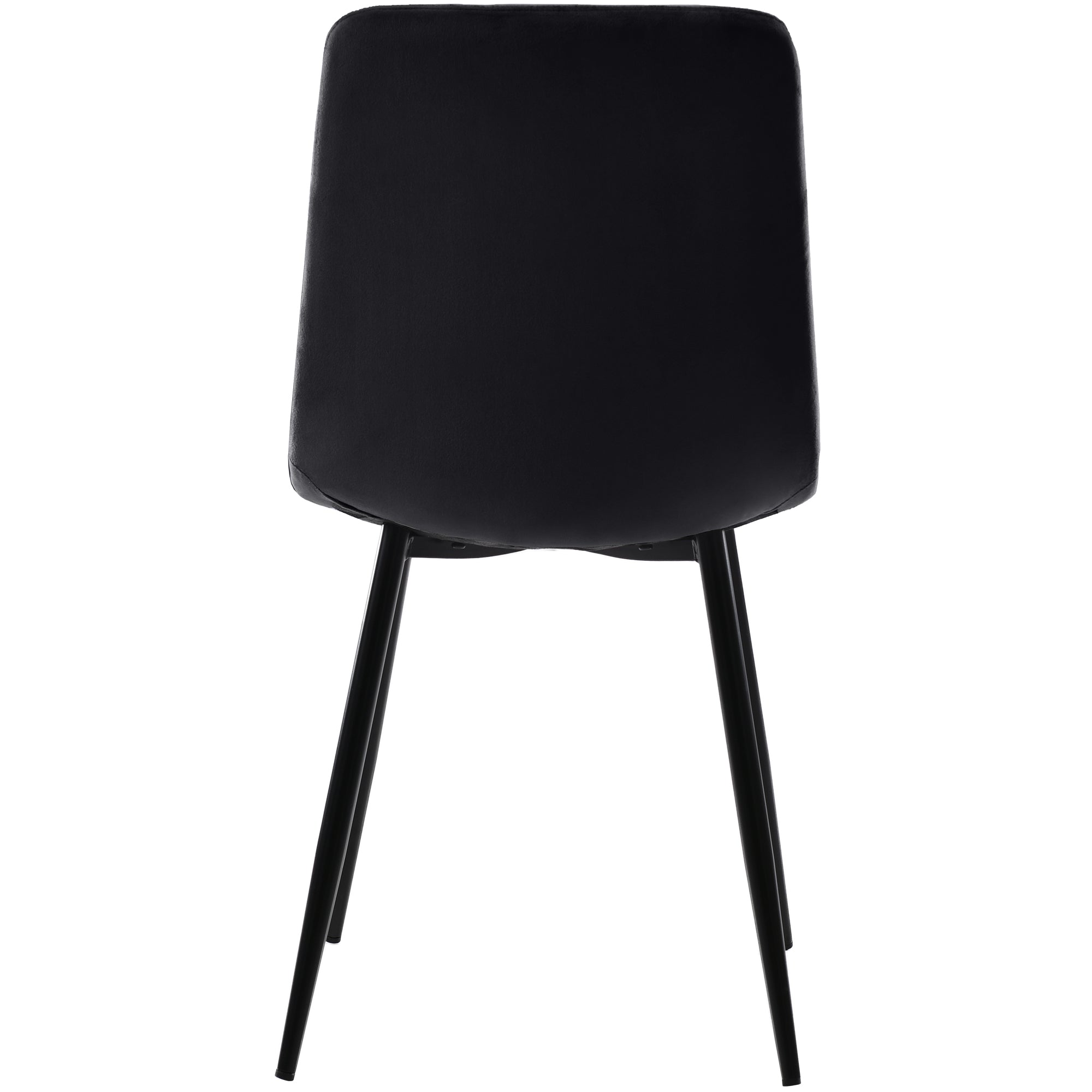Dining Chair (4 pcs), Upholstered Chair with Backrest, Black Velvet Seat and Metal Frame