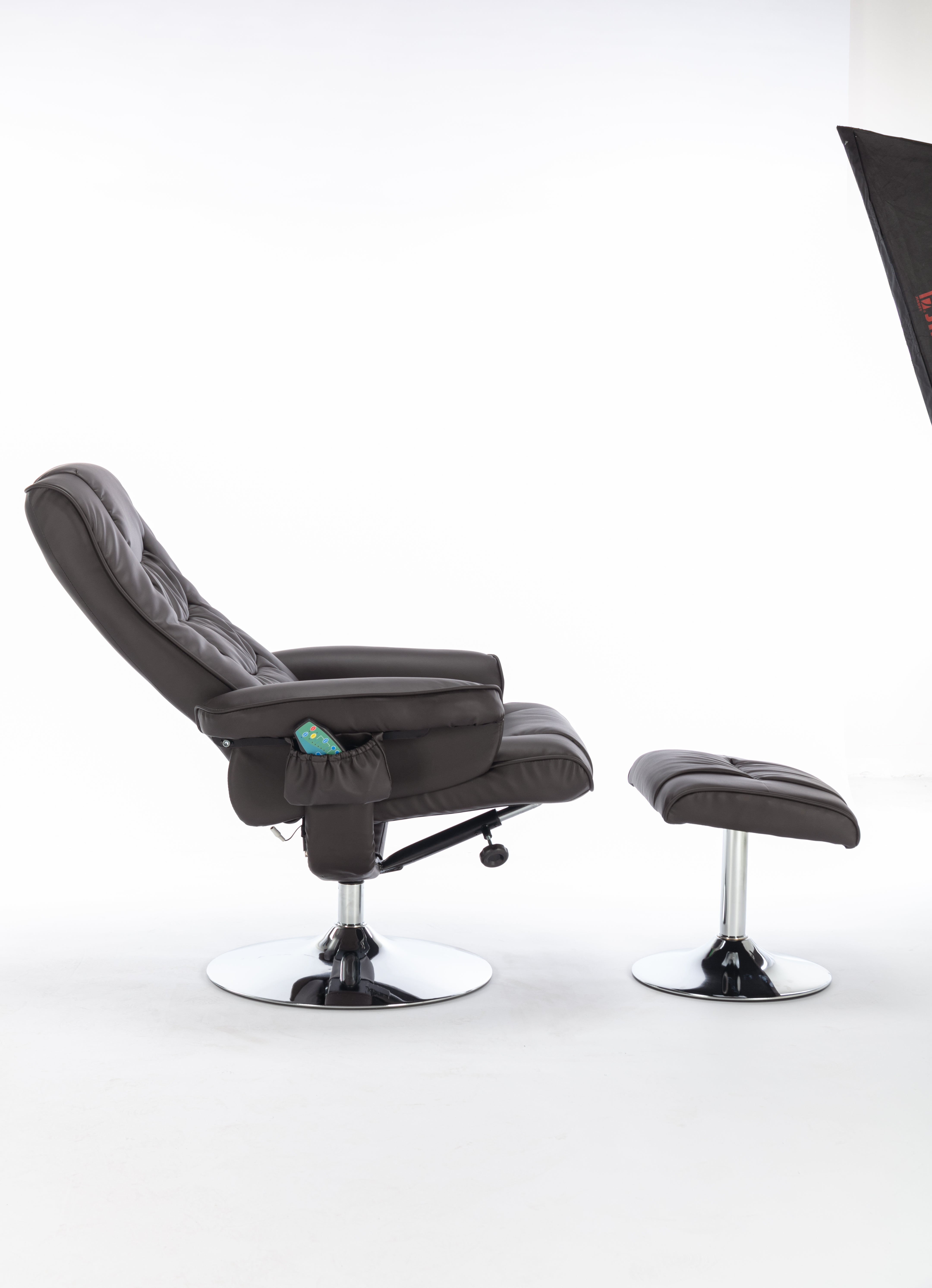 PU Upholstered Massage Recliner with 5 Points Massager, Brown