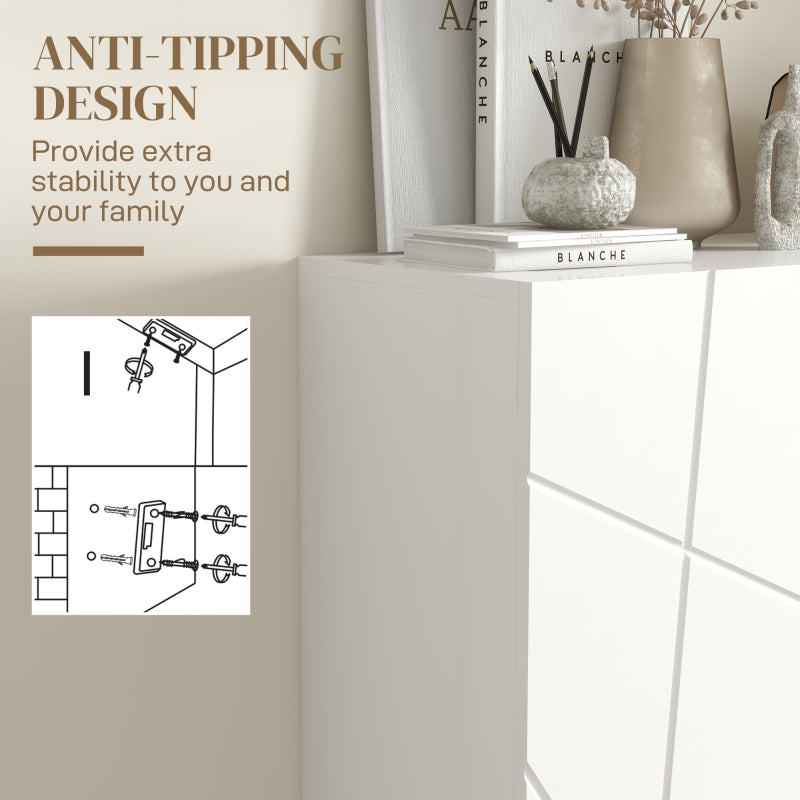 Narrow Shoe Storage Cabinet, 15-20 Pairs, White