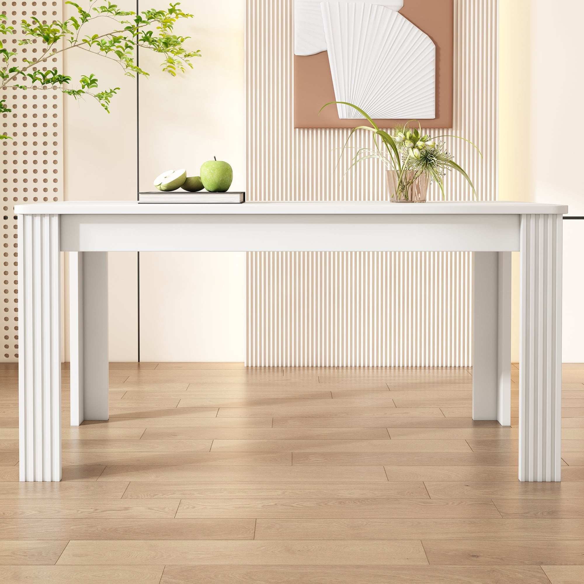 4 Seater Dining Room Table, MDF Wood Rectangle Modern Kitchen Dining Room Furniture Unit, Small Kitchen Table, Coffee Table, Small Table for Home & Cafe, White