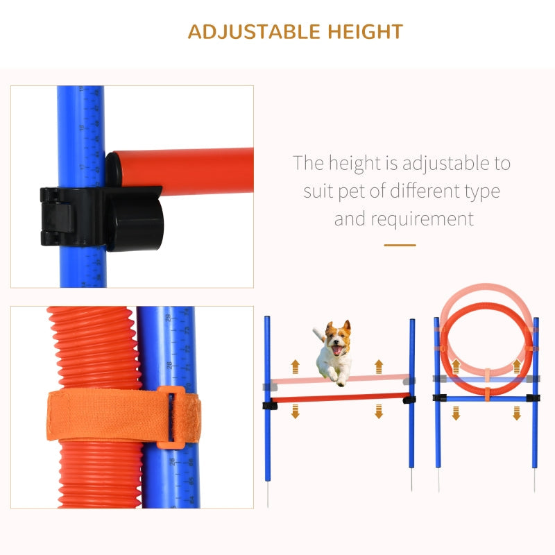 Pet Agility Training Equipment Adjustable Set (Pole + Hoop + Hurdle)