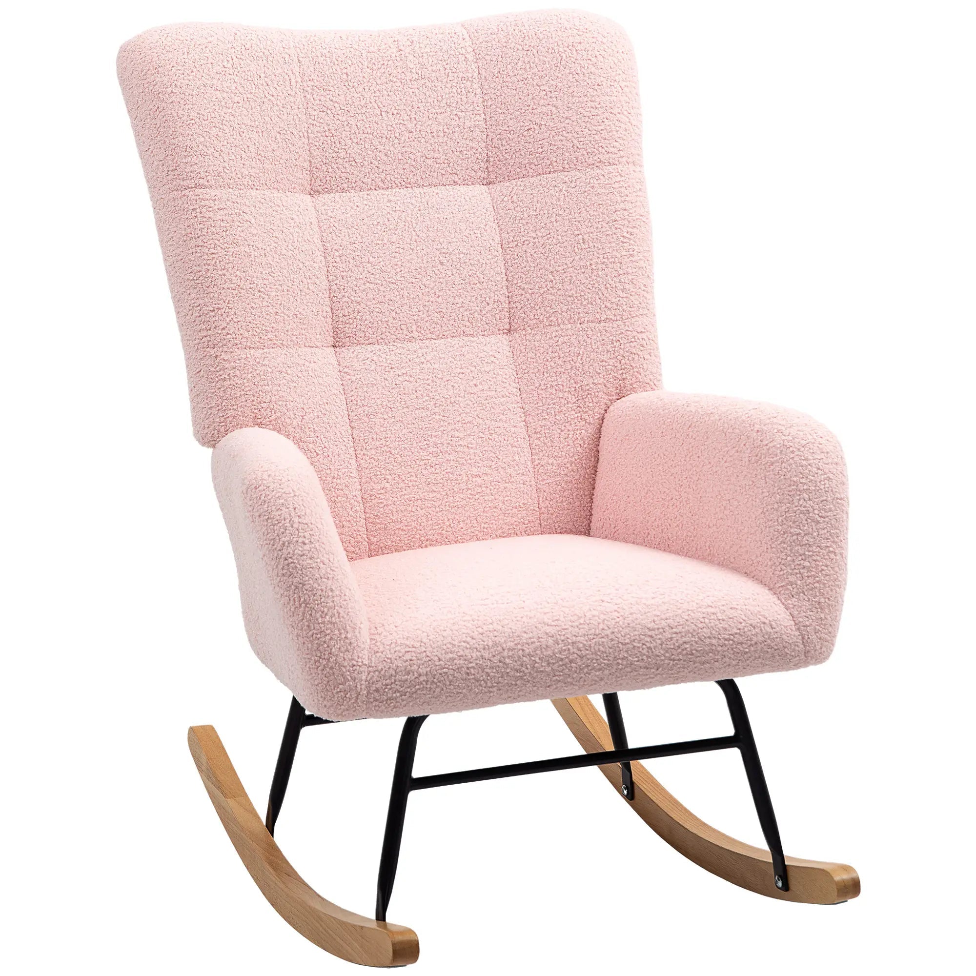 Teddy Fleece Rocking Chair - Pink