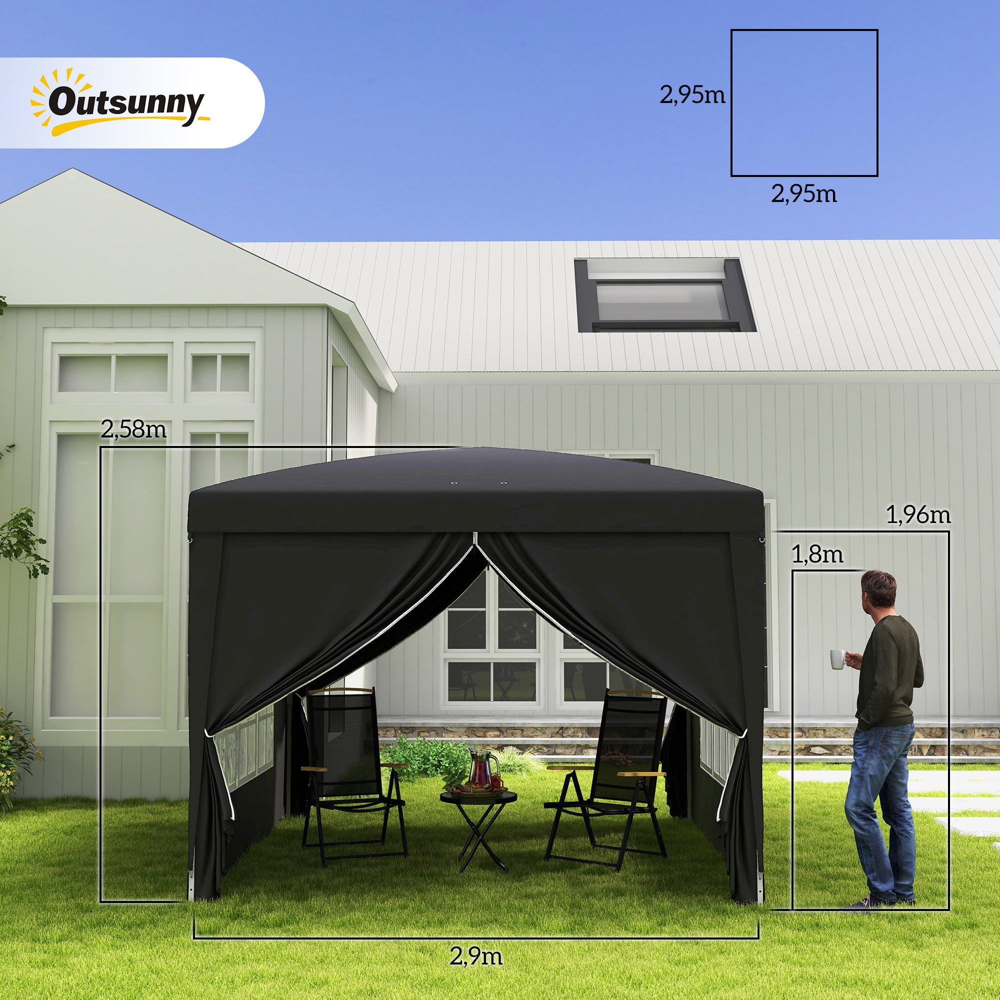 Pop Up Gazebo 3x3m Water & UV Resistant Black
