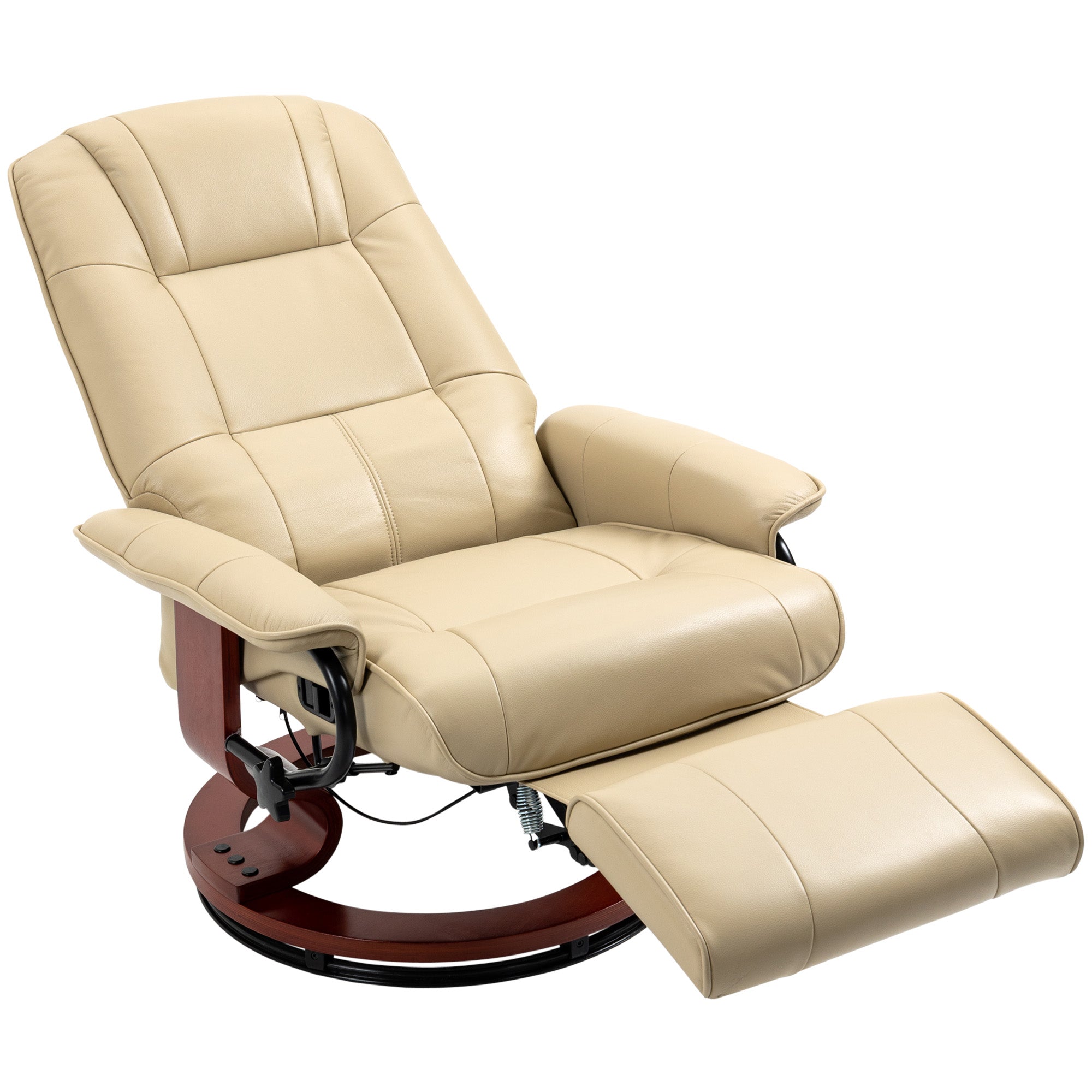 Faux Leather Armchair, 145¡ã Reclining Back and Footrest - Cream