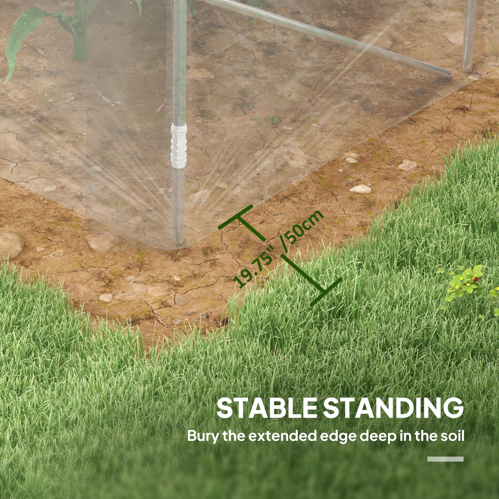 Polytunnel Greenhouse Walk-in Grow House, PE Cover Galvanised Steel Frame, Clear