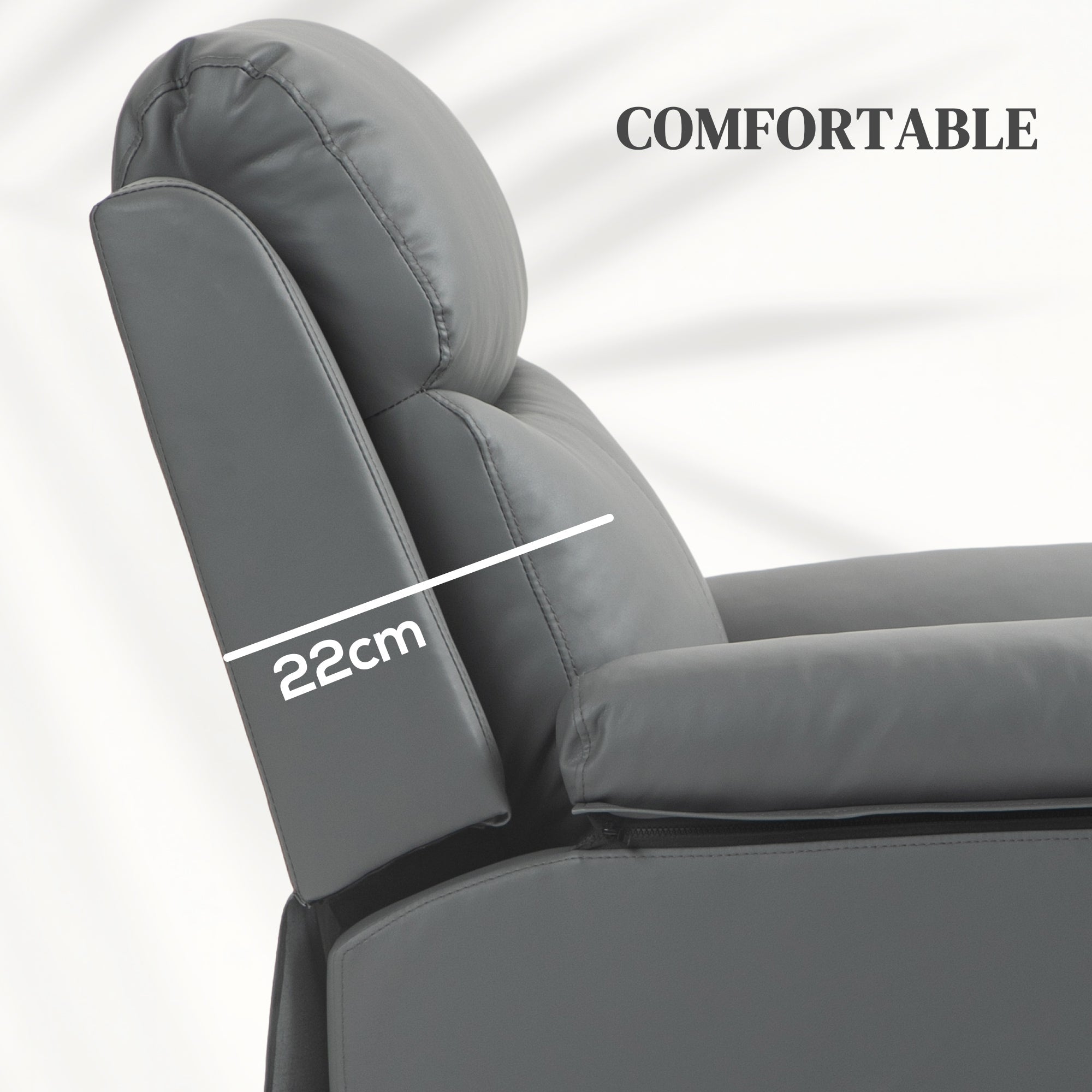 Electric Riser Recliner Chair with 70¡ã Recline, Faux Leather Charcoal Grey