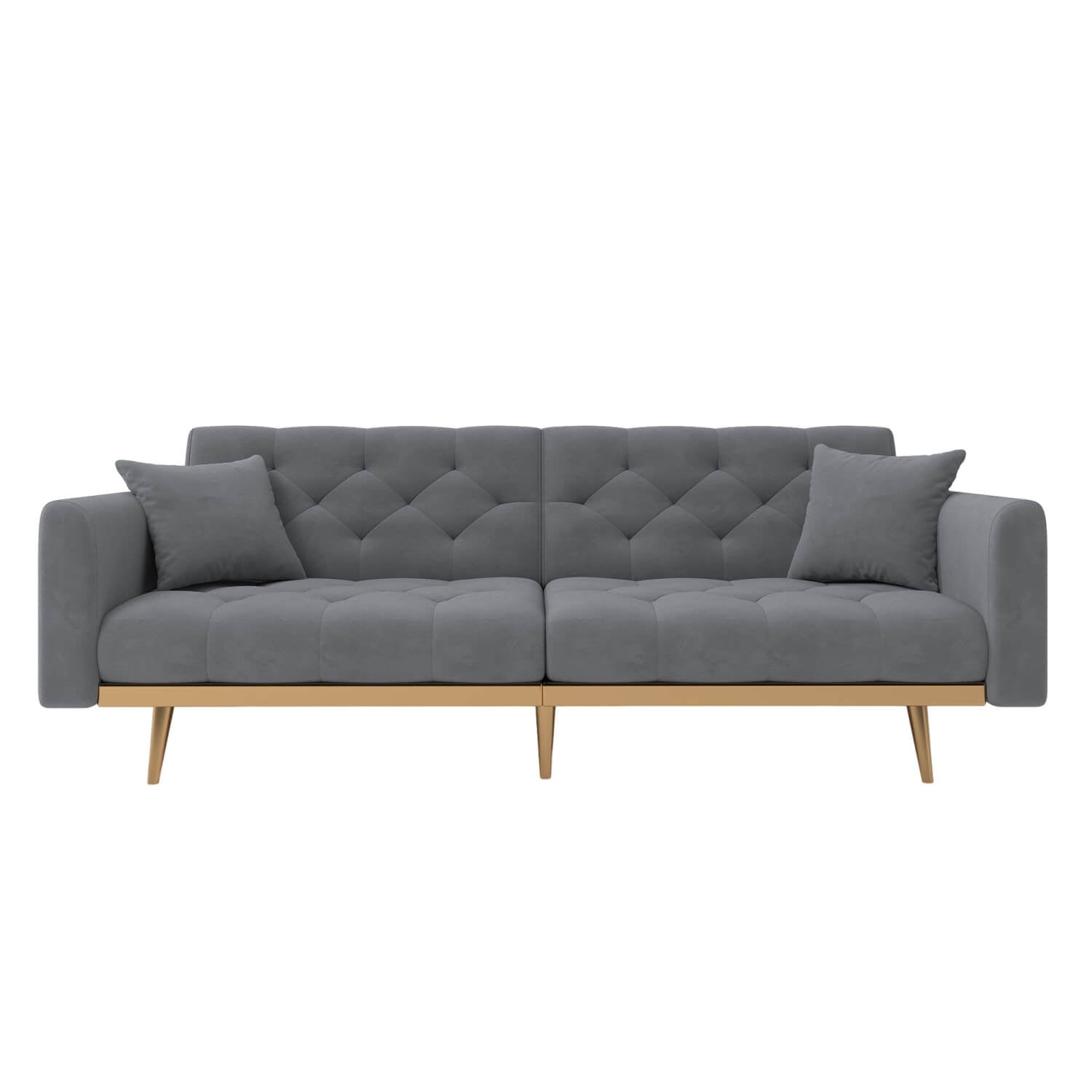 Modern Velvet 2-Seater Sofa with Adjustable Backrest – Padded Cushions & Gold Metal Legs for Small Living Rooms