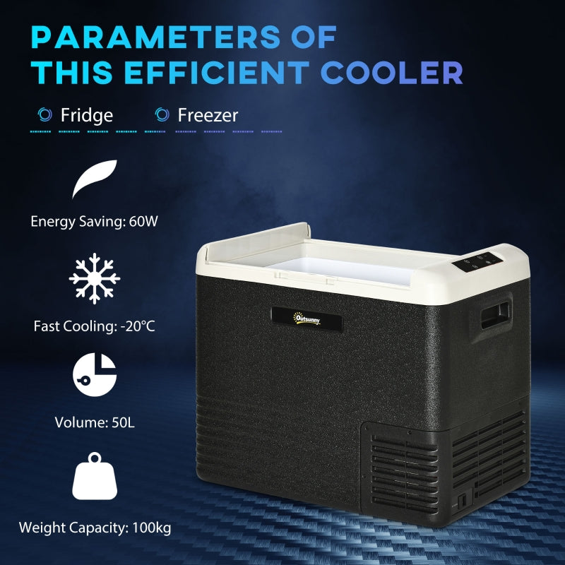 50L Car Refrigerator, Portable Compressor Freezer for Camping, Driving, Picnic, Electric Black