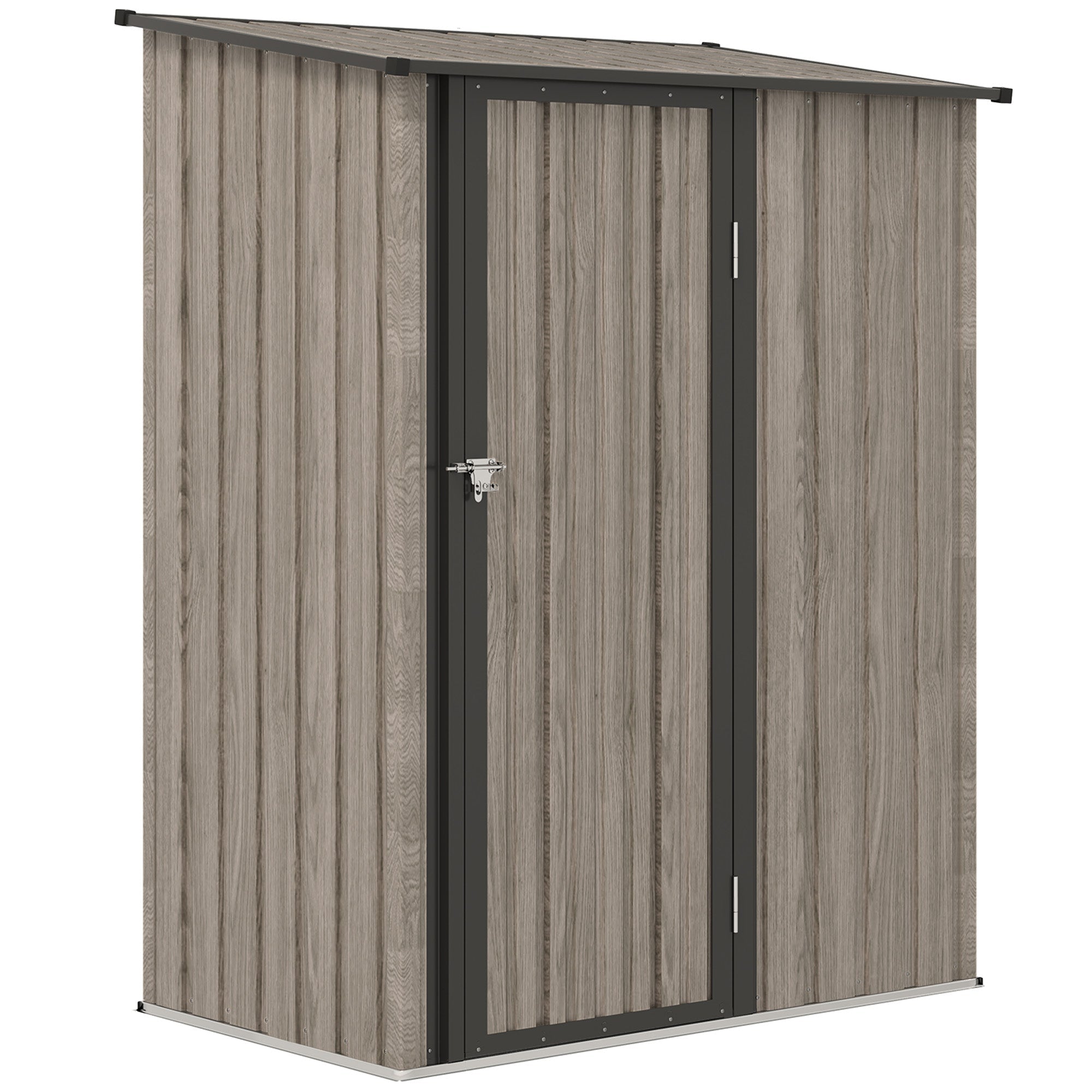 5ft x 3ft Metal Garden Storage Shed, Outdoor Tool Shed, Light Grey