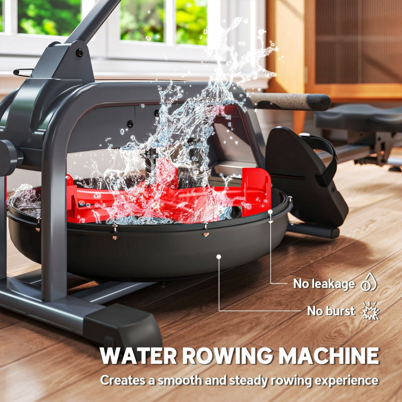 SPORTNOW Water Rowing Machine with Wheels, Adjustable Resistance for Strength and Cardio Training