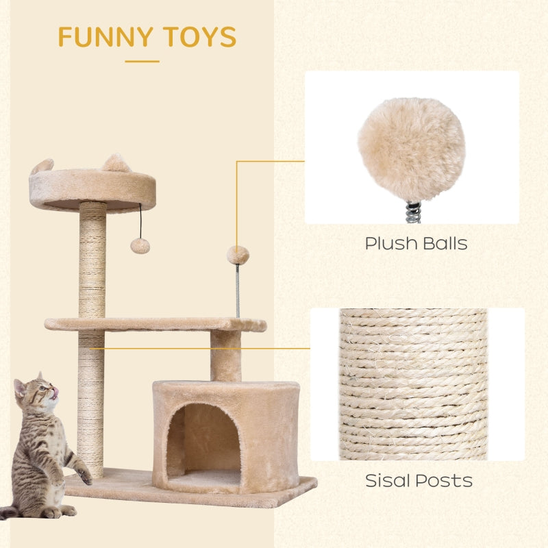 Cat Tree for Indoor Cats, Scratching Post Climbing Tower, Beige