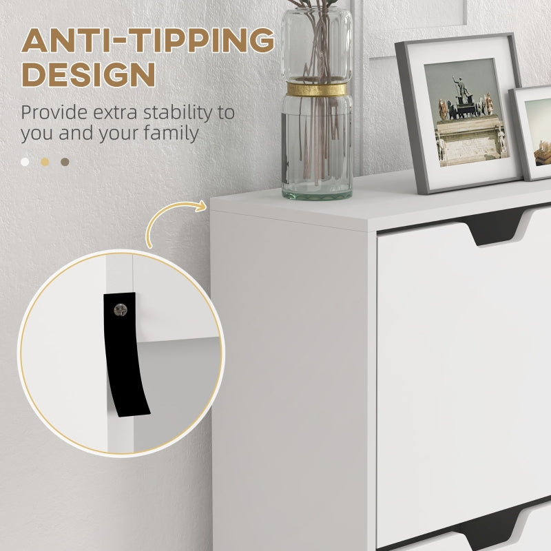 Shoe Storage Cabinet, 4 Flip Drawers, 16 Pair Organizer, White