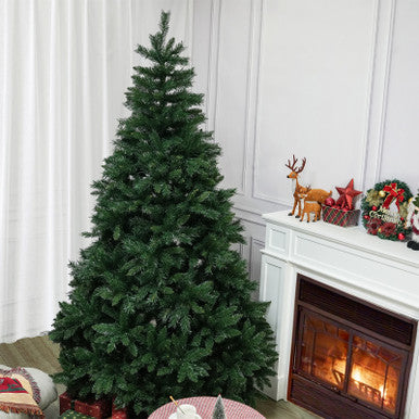 7/9-Layer Green PVC Christmas Tree with Iron Base, Lights Optional—PAT-004