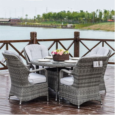 4-Seater Patio Dining Set with Round Table and Parma Chairs—PAD-1709-SET