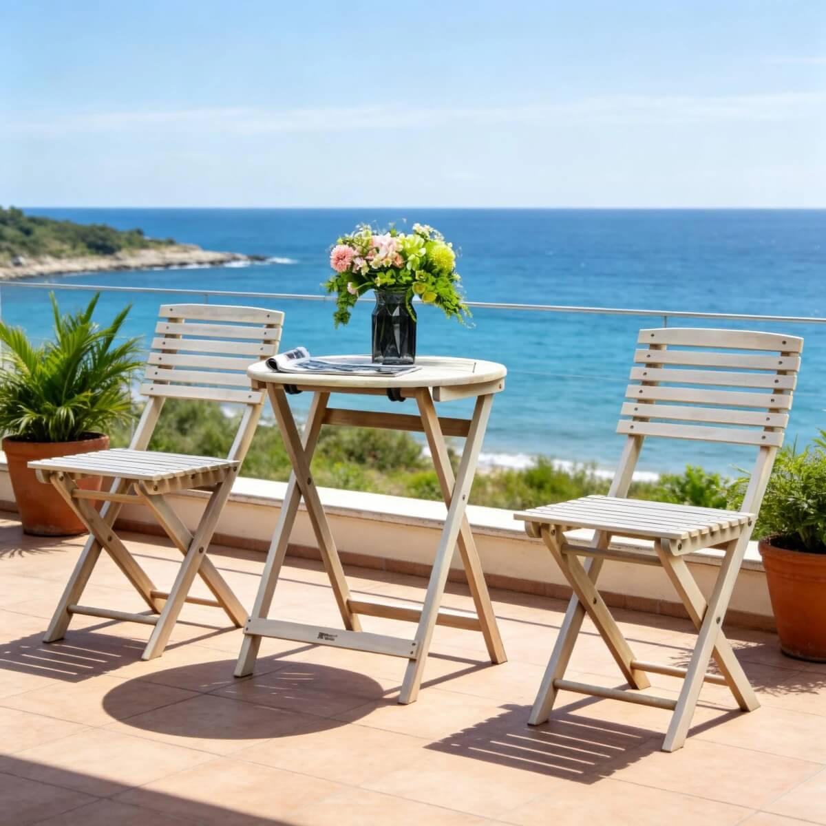 Outdoor Dining Set – Round Table with Chairs for Garden, Patio or Balcony