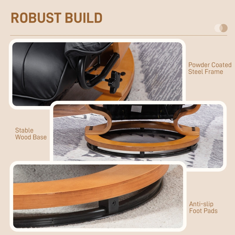 Recliner Chair, Faux Leather - Black