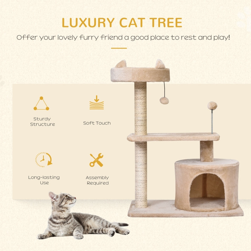Cat Tree for Indoor Cats, Scratching Post Climbing Tower, Beige