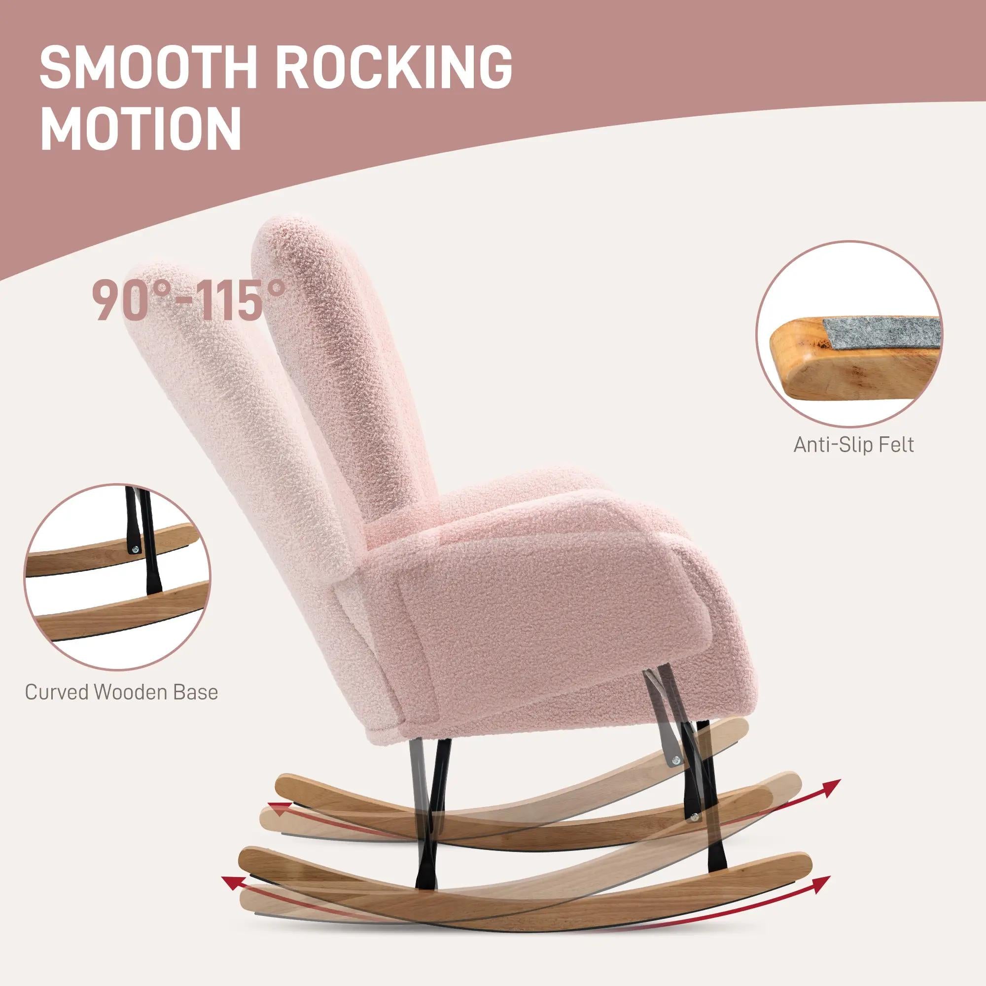 Teddy Fleece Rocking Chair - Pink