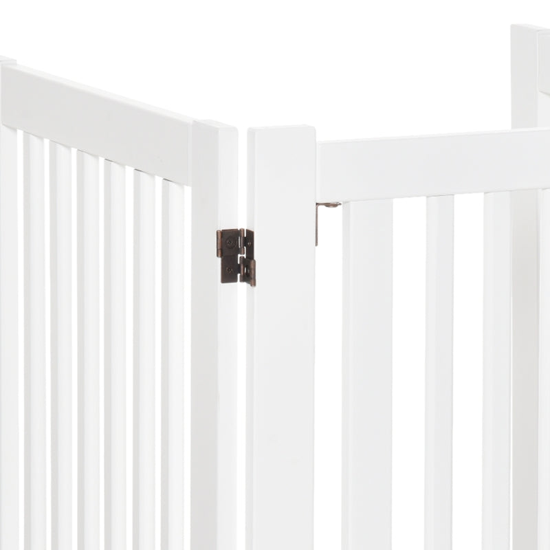 Pet Gates Expandable Freestanding Dog Gate with Latched Door, White MDF