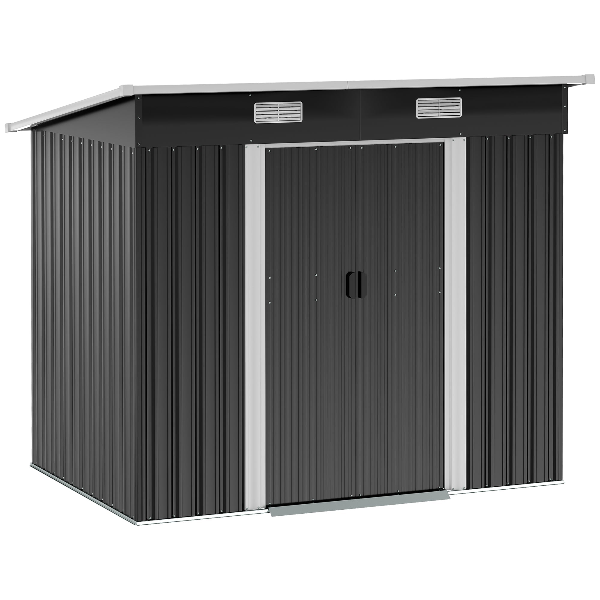 Outdoor Storage Shed with Foundation Kit, Lean to Metal, Black