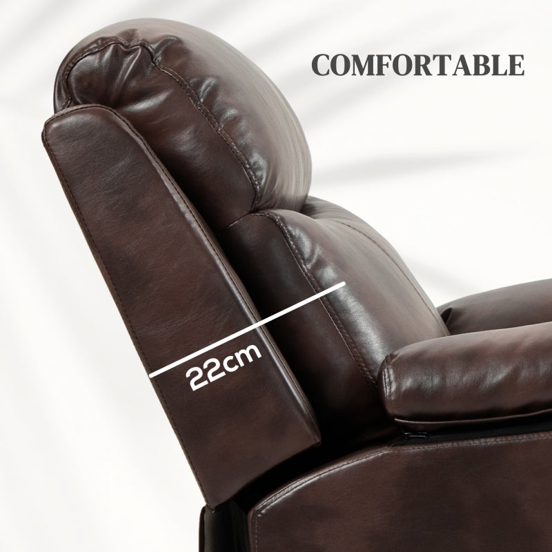 Faux Leather Electric Recliner Chair, 70¡ã Riser, Dark Brown