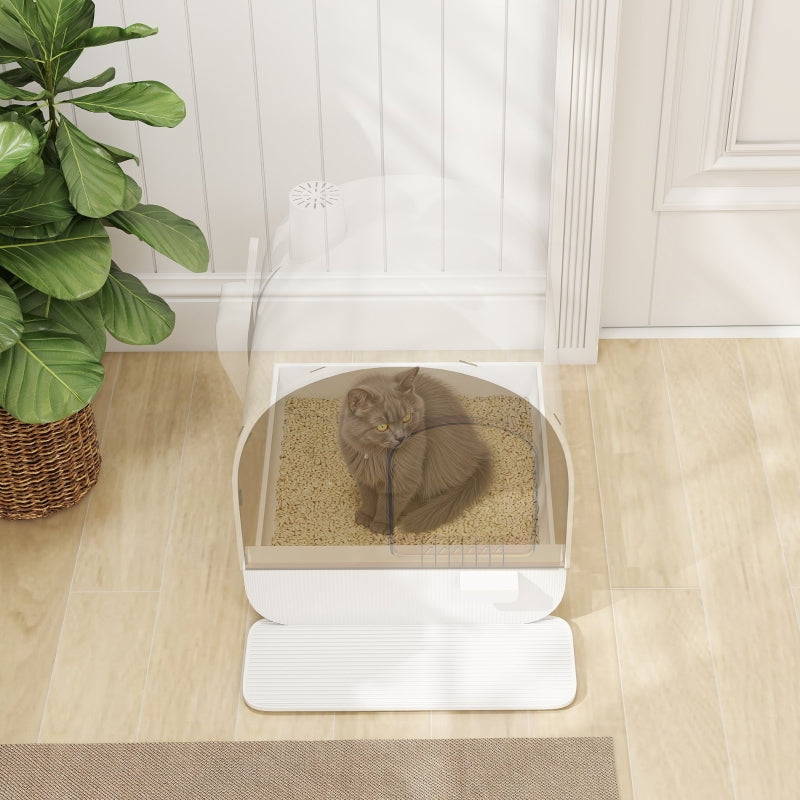 Hooded Cat Litter Box with Lid, Scoop, Filter, Flap Door