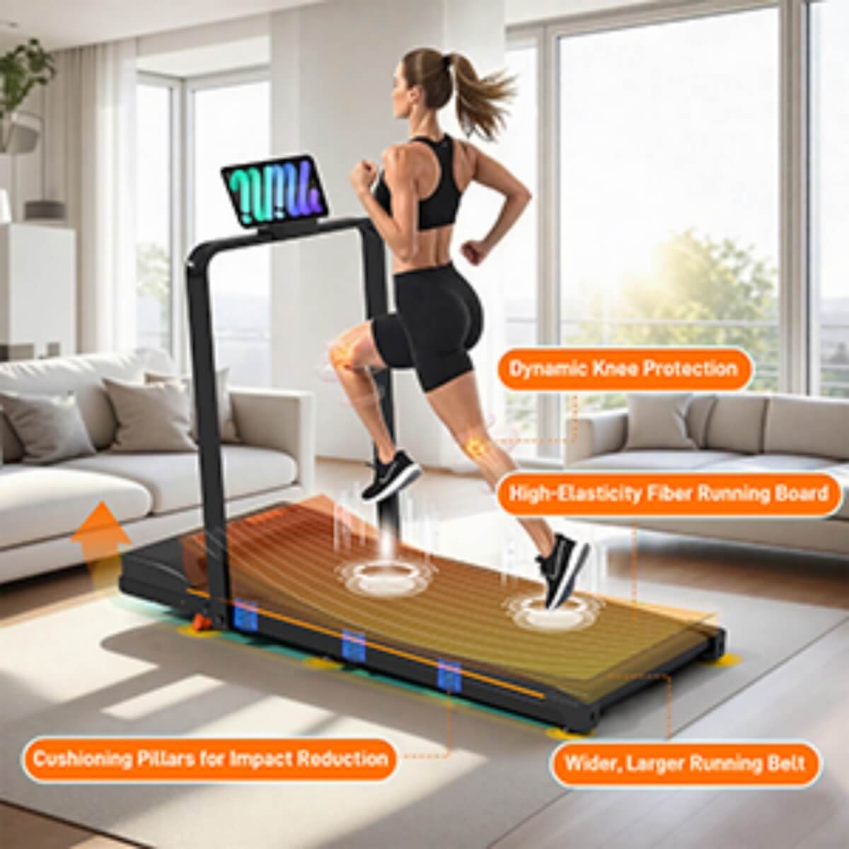 Folding Treadmill with Handrail ¨C Adjustable Incline 1¨C10 km/h, Low Noise Running Machine for Home & Office, LED Display